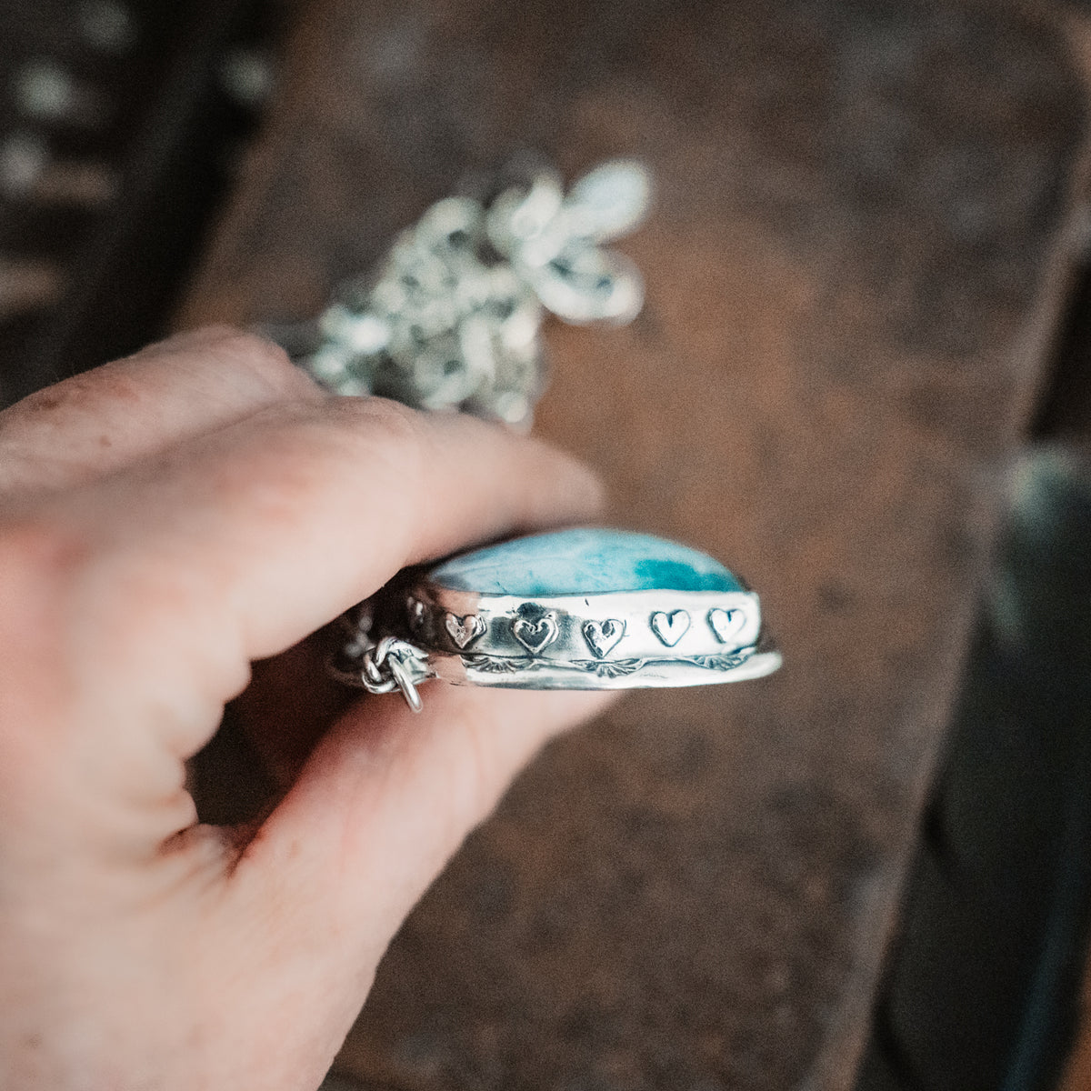 Let my heart be wise Larimar Heart Necklace