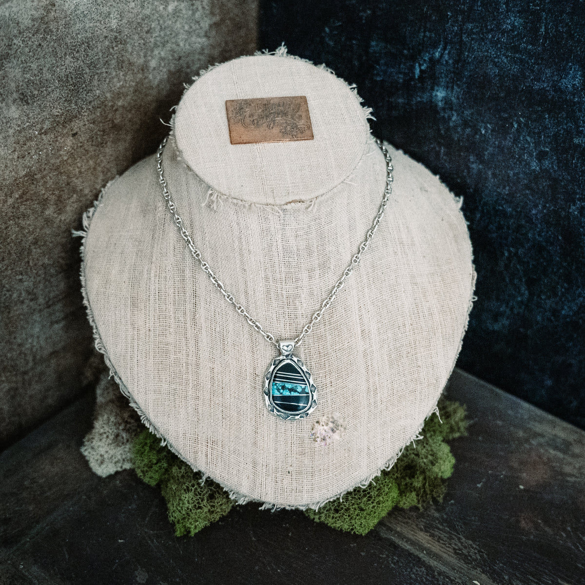 Live Brave Turquoise Inlay Necklace