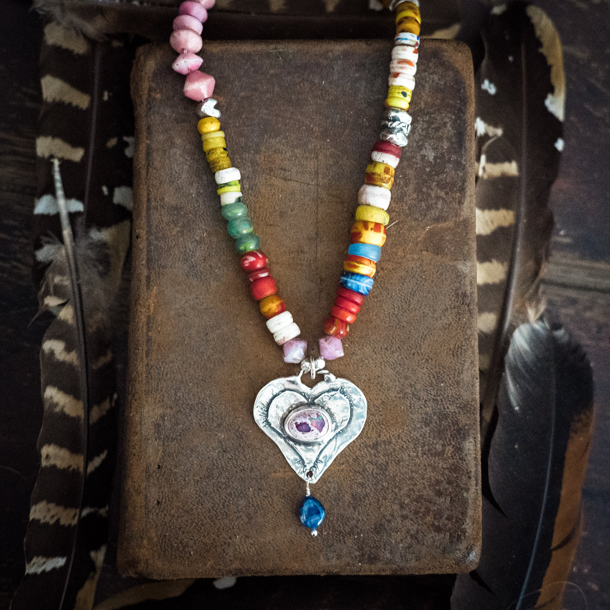 Happy Heart Cantera Opal Trade Bead Necklace