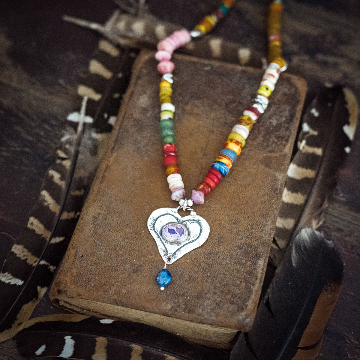 Happy Heart Cantera Opal Trade Bead Necklace