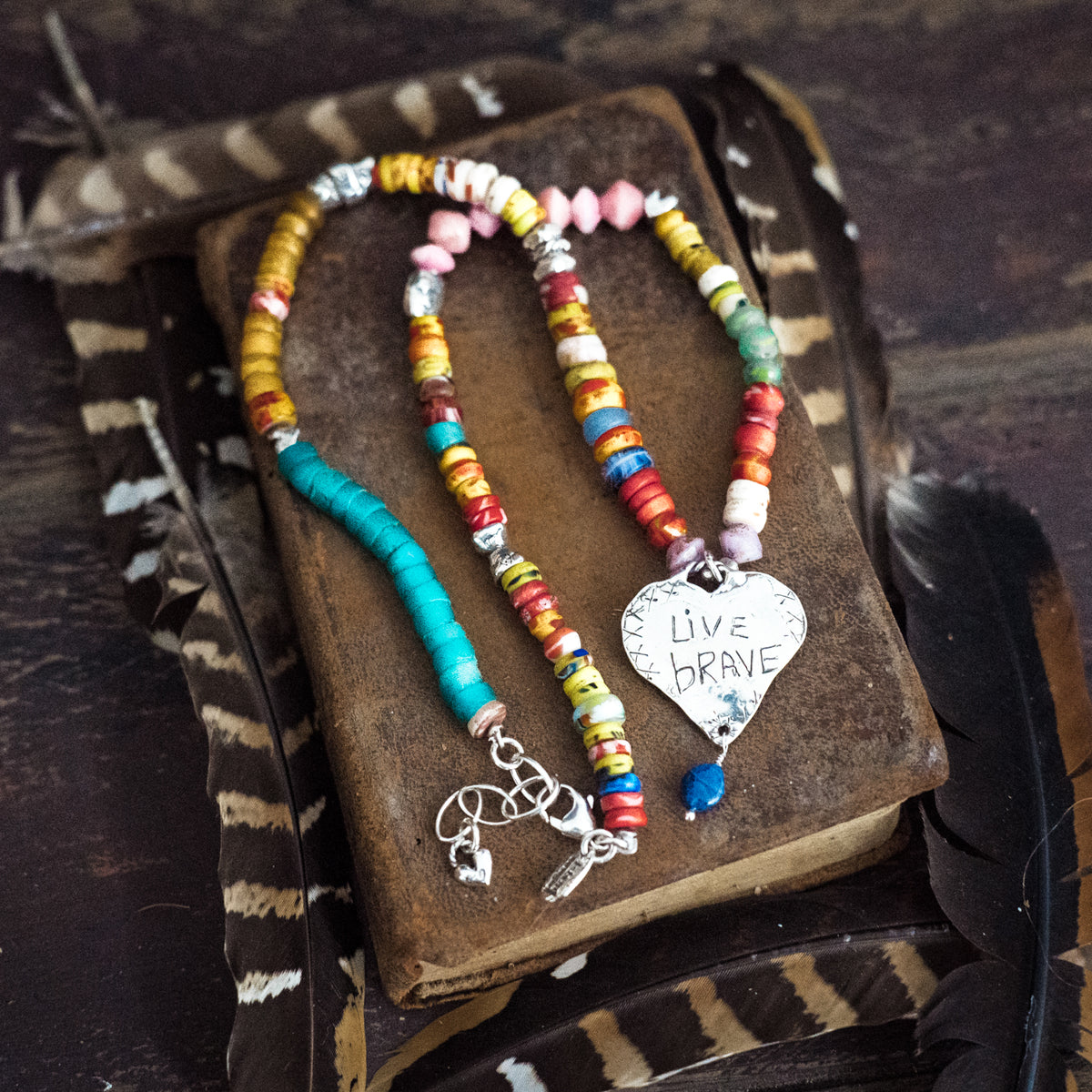 Happy Heart Cantera Opal Trade Bead Necklace