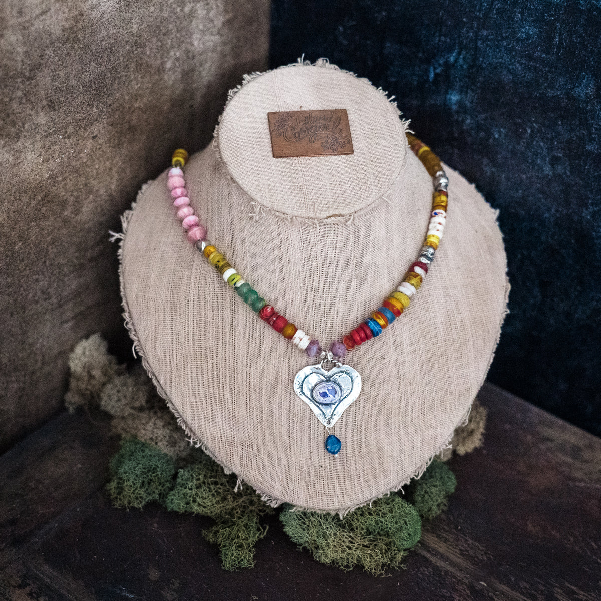 Happy Heart Cantera Opal Trade Bead Necklace