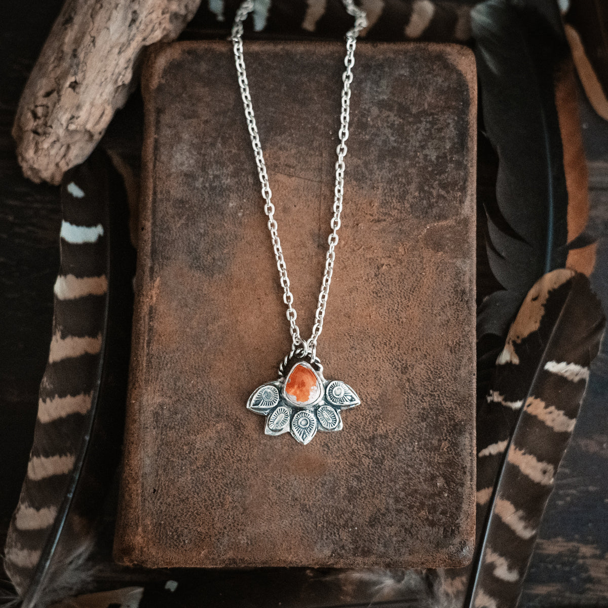 Mandala Fire Opal Necklace