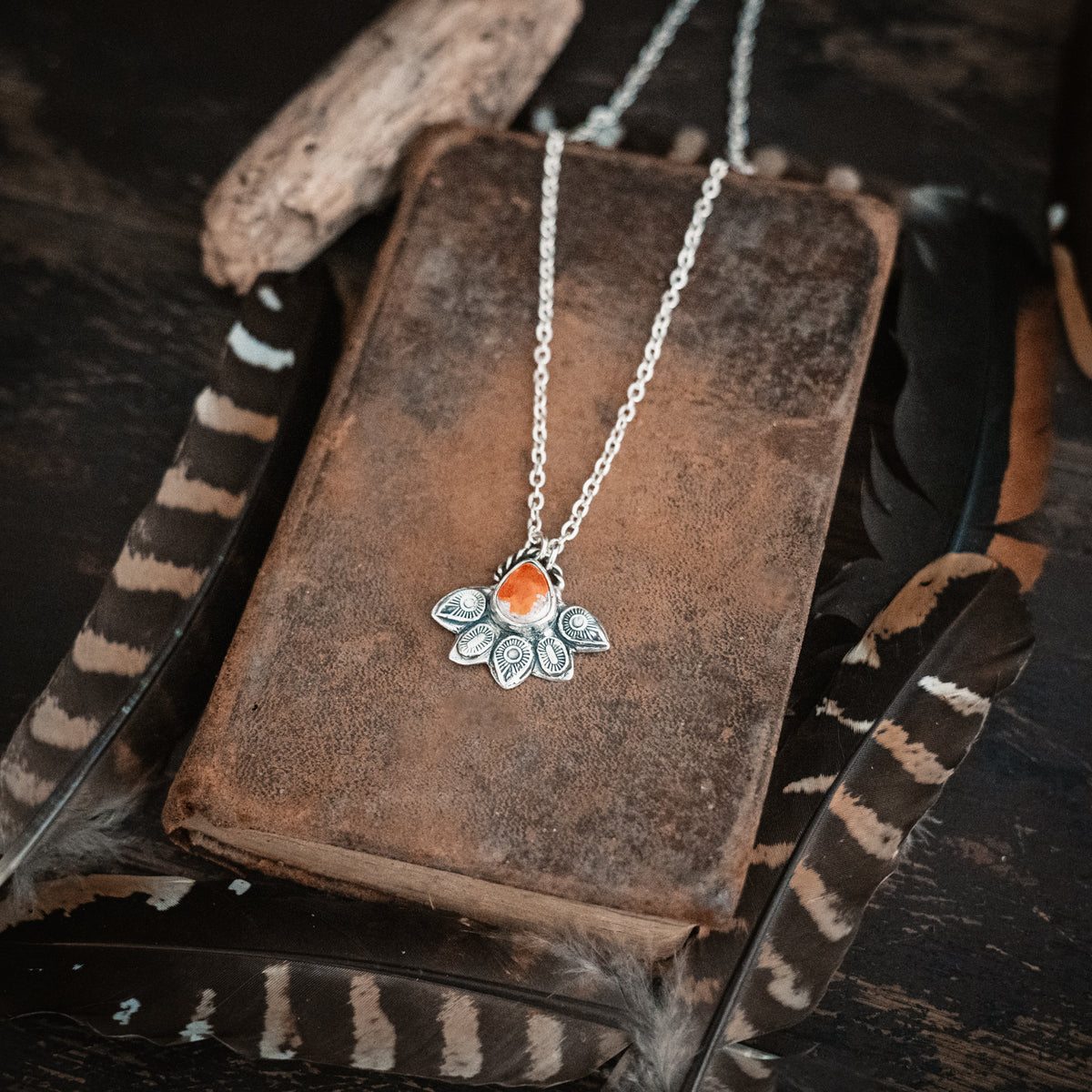 Mandala Fire Opal Necklace