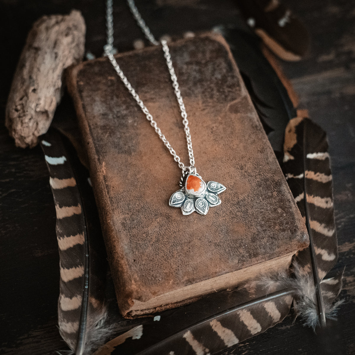 Mandala Fire Opal Necklace