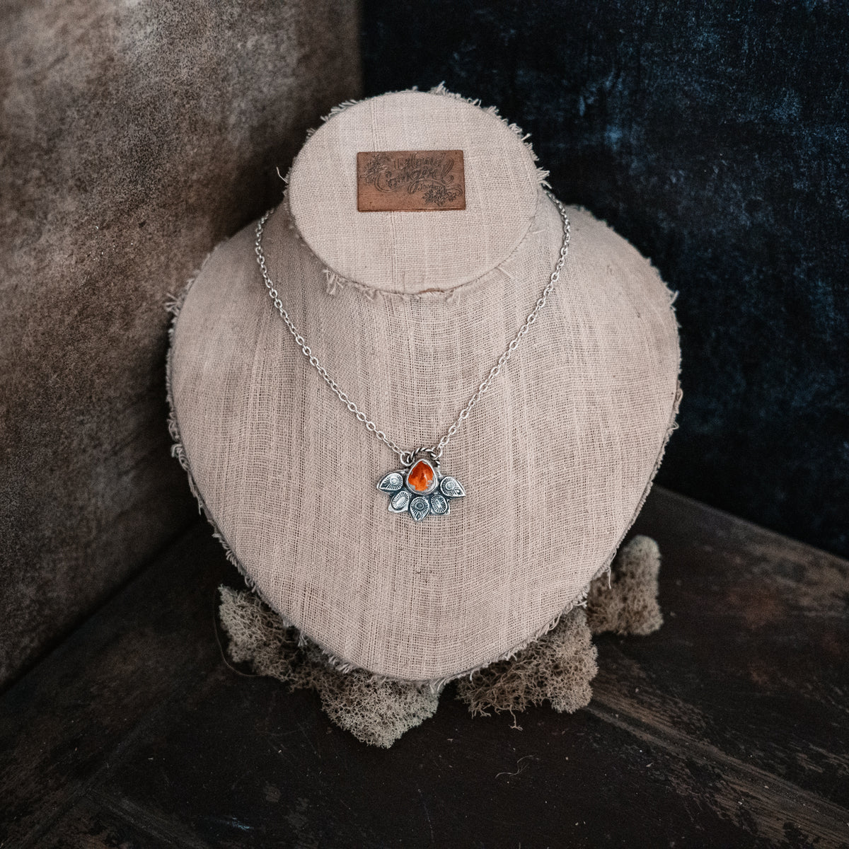 Mandala Fire Opal Necklace