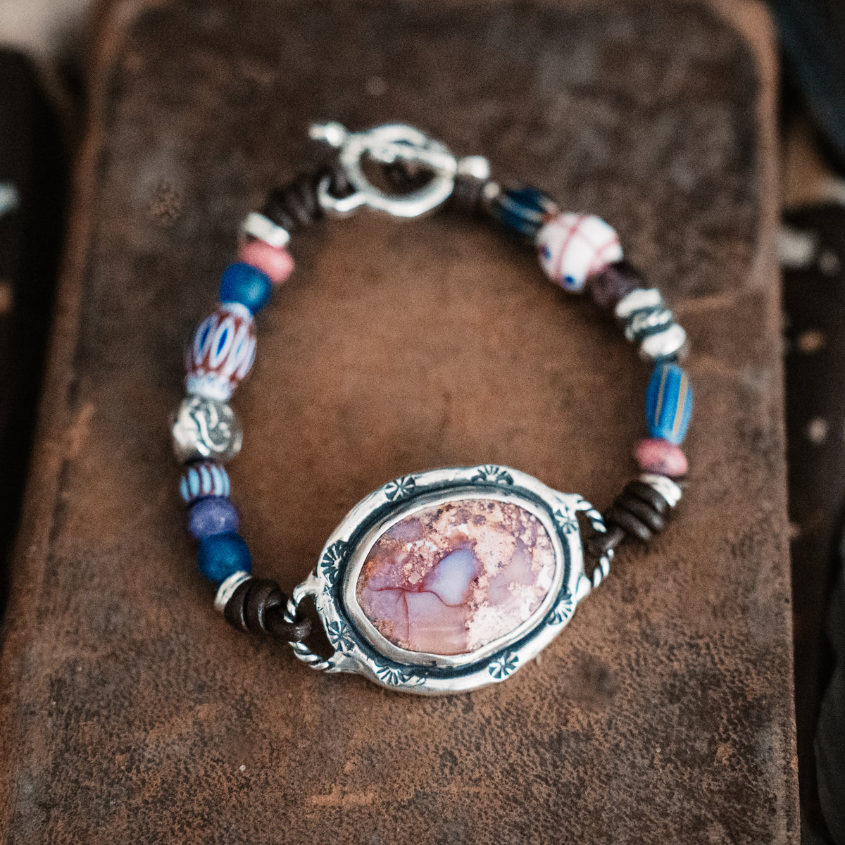 Many Blessings Cantera Opal Trade Bead Bracelet- SIZE Large- 9&quot;