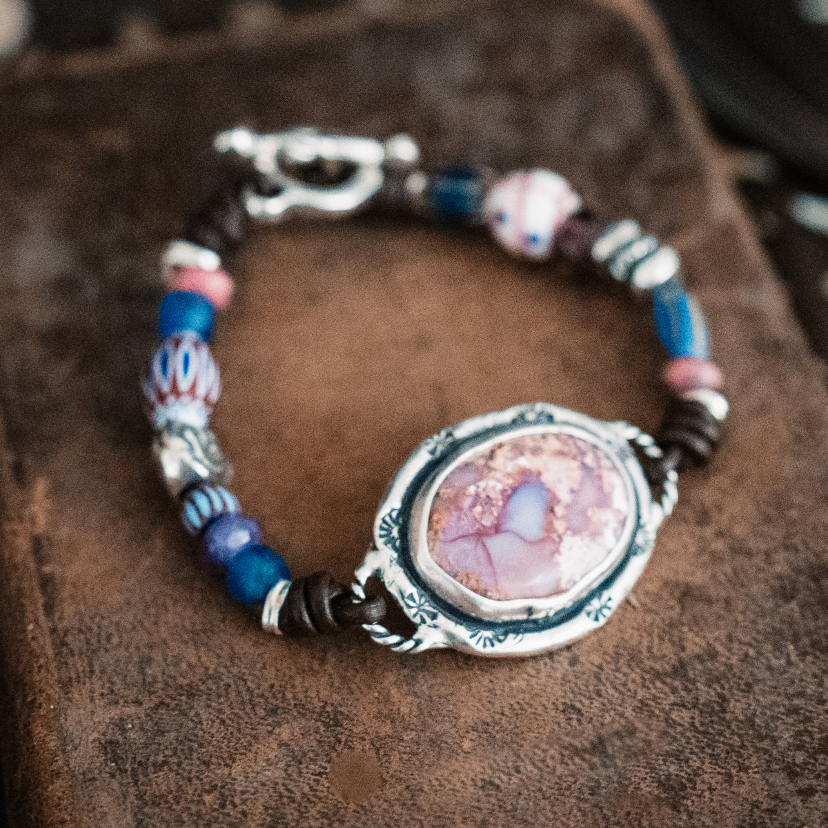 Many Blessings Cantera Opal Trade Bead Bracelet- SIZE Large- 9&quot;