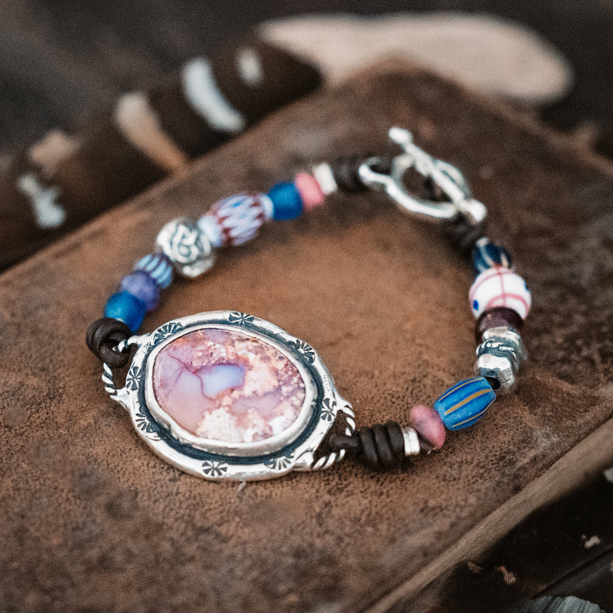 Many Blessings Cantera Opal Trade Bead Bracelet- SIZE Large- 9&quot;