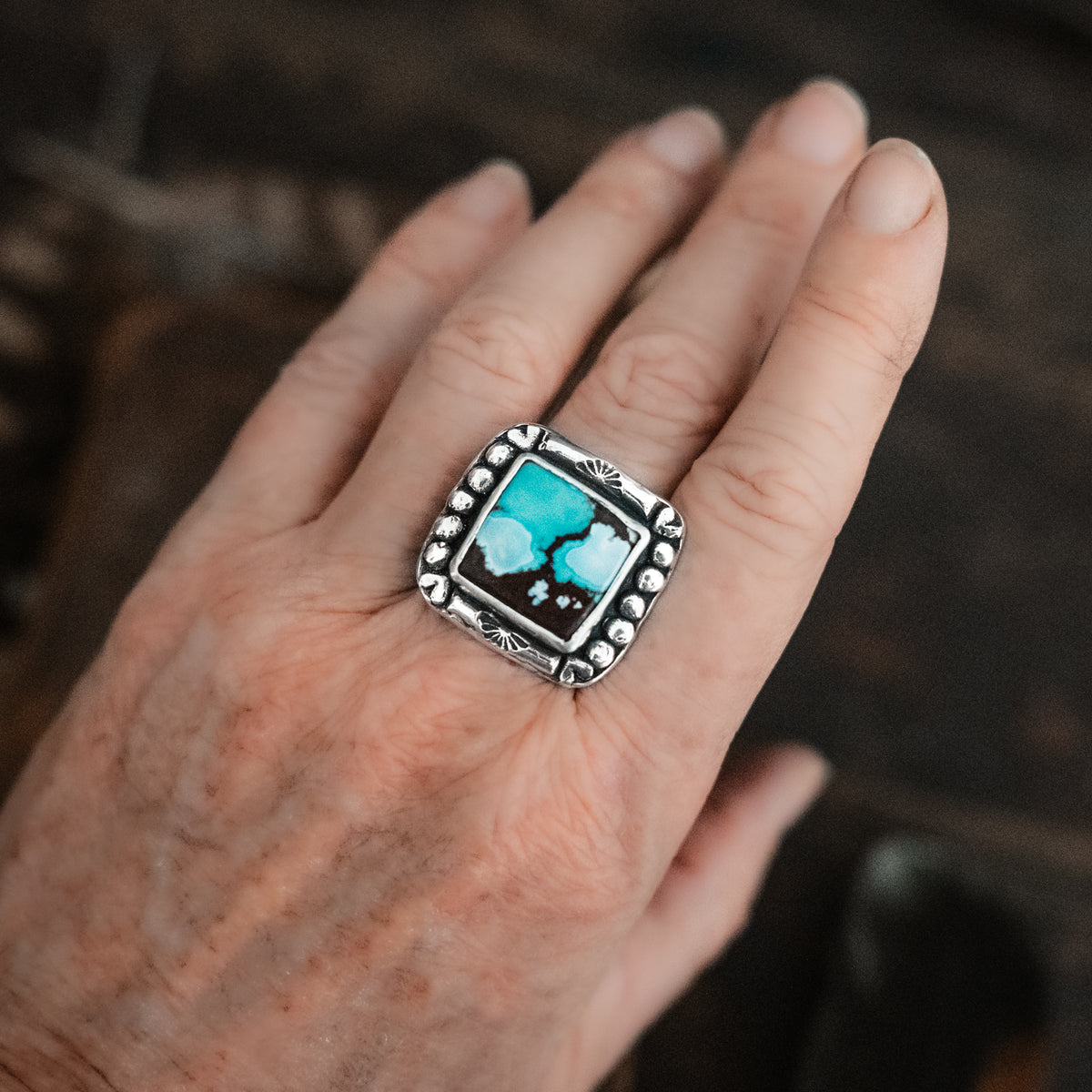 Oceans Blue Turquoise Ring- adjusted to your size