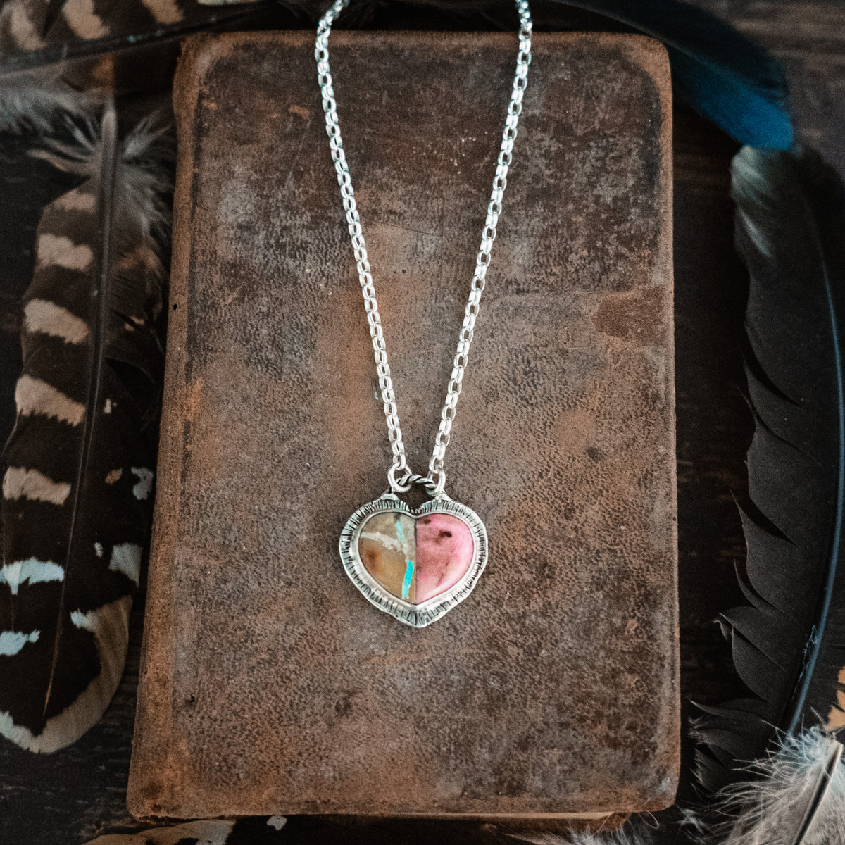 Paint the Sky Rhodonite Ribbon Turquoise Necklace