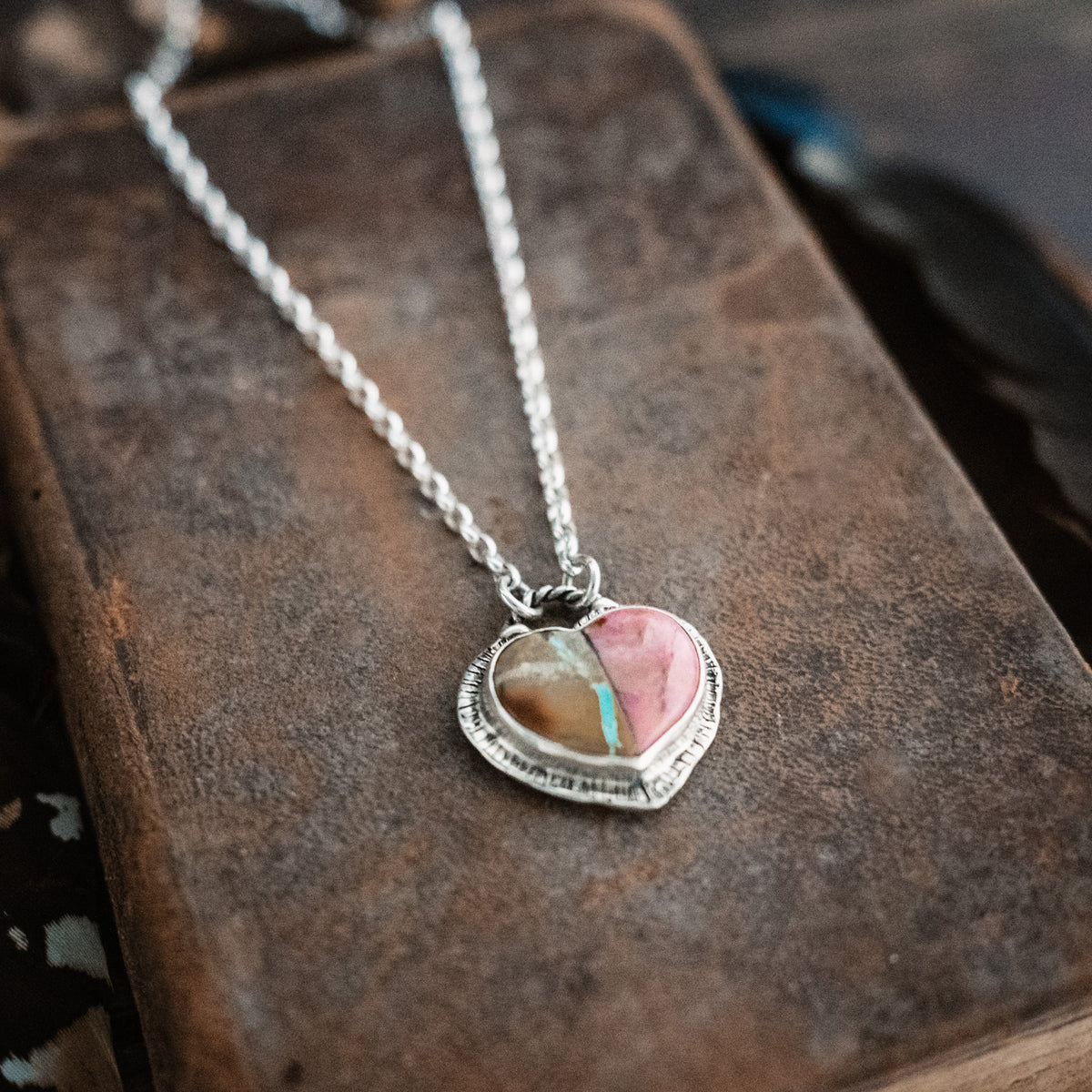 Paint the Sky Rhodonite Ribbon Turquoise Necklace