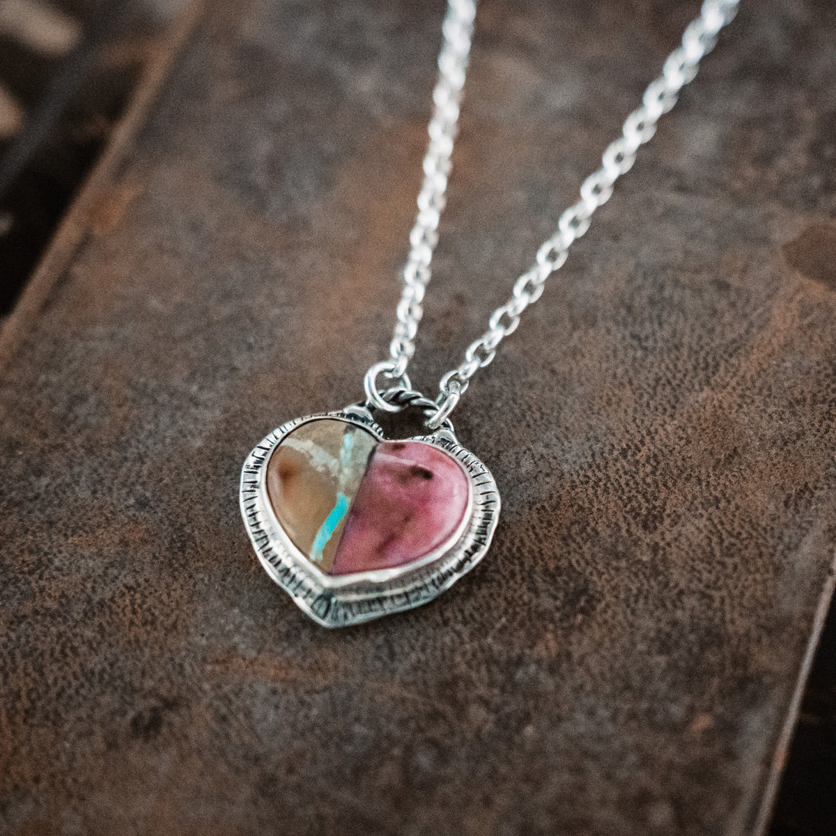 Paint the Sky Rhodonite Ribbon Turquoise Necklace