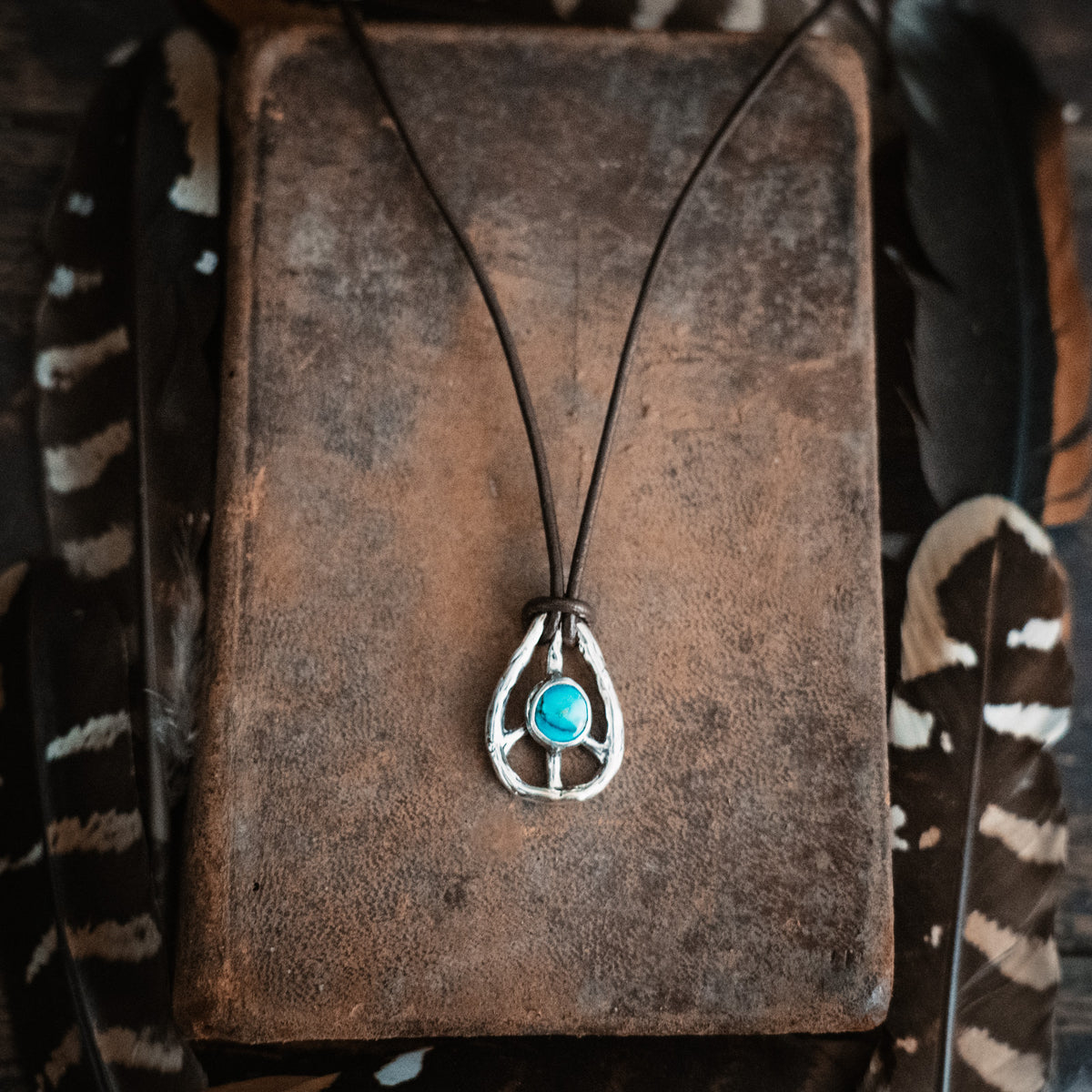 Peace Sign Turquoise Necklace