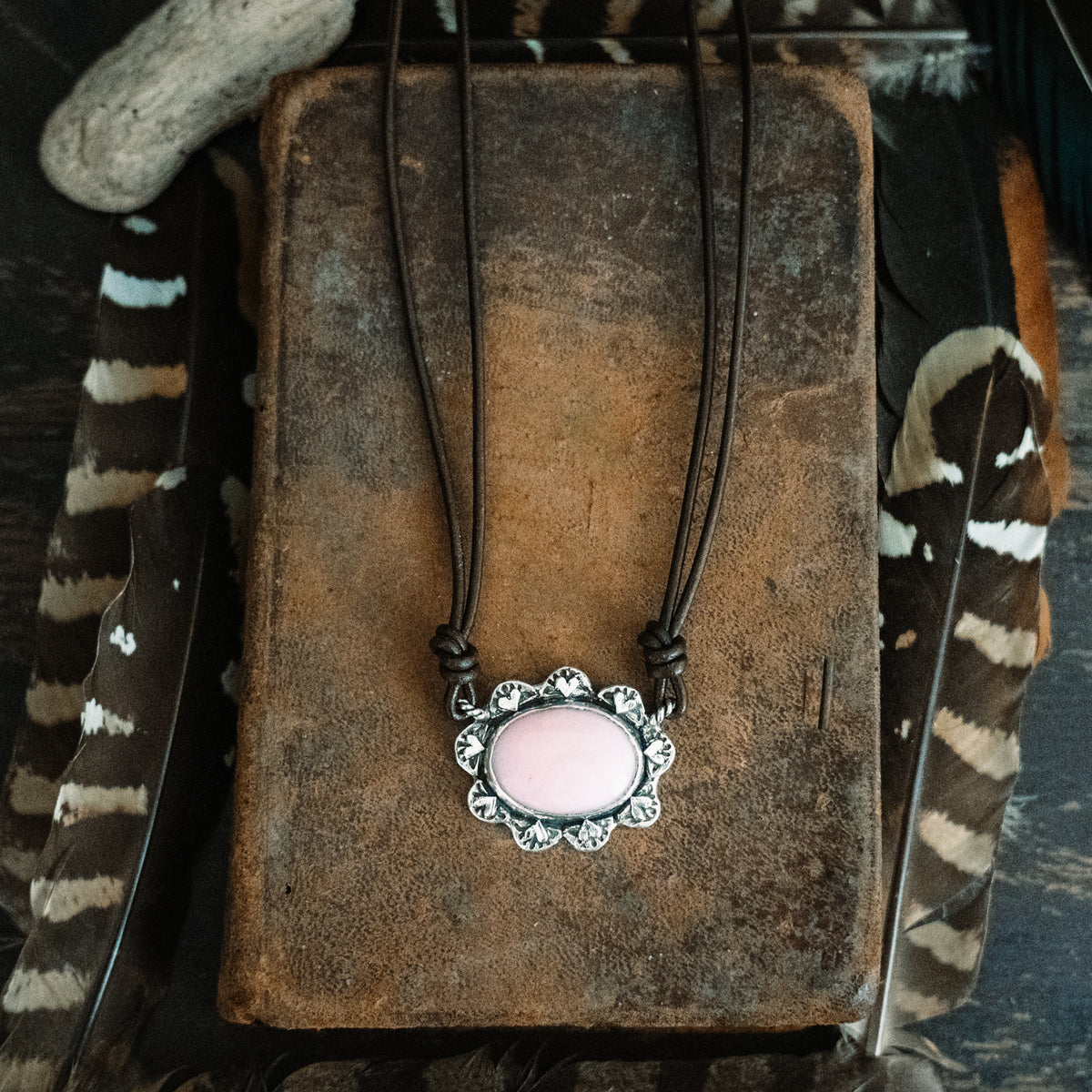 Peaceful Heart Pink Opal Necklace