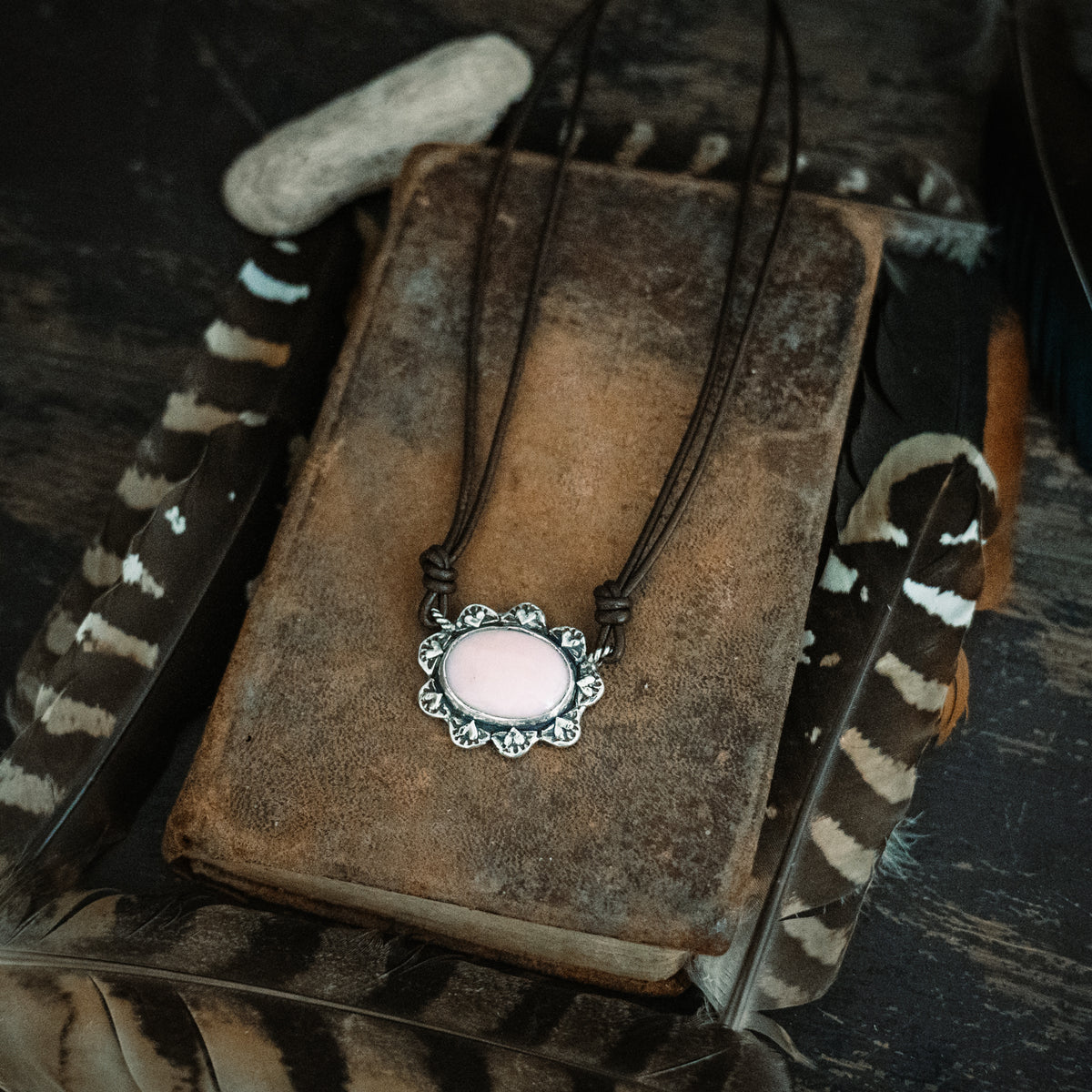 Peaceful Heart Pink Opal Necklace