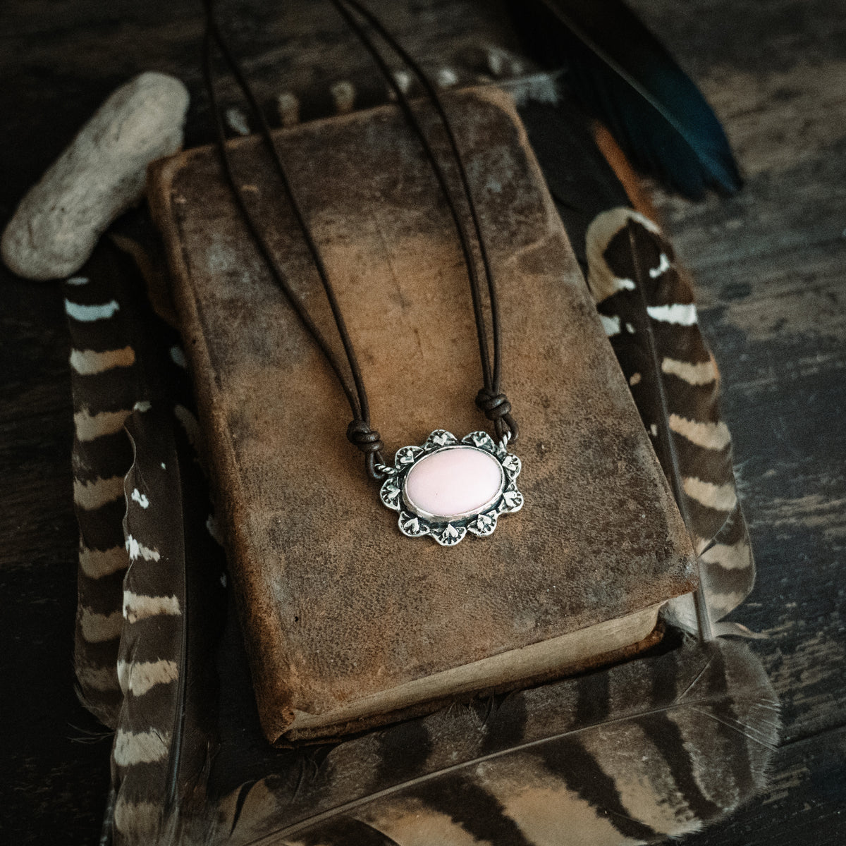 Peaceful Heart Pink Opal Necklace