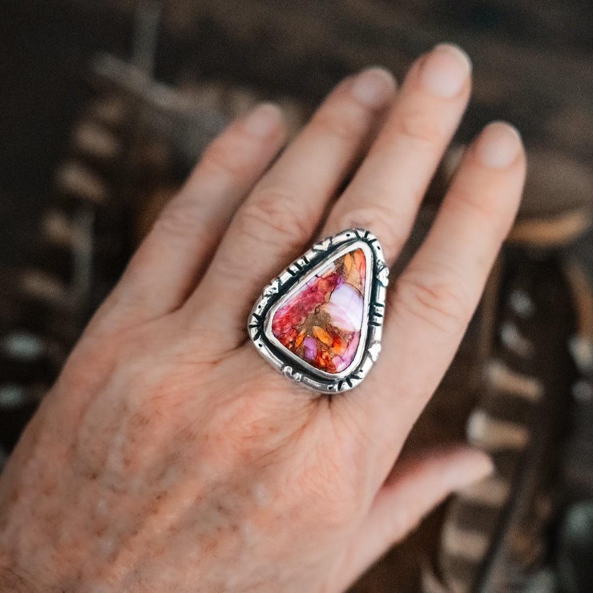 Pink Dawn Confetti Ring- adjusted to your size