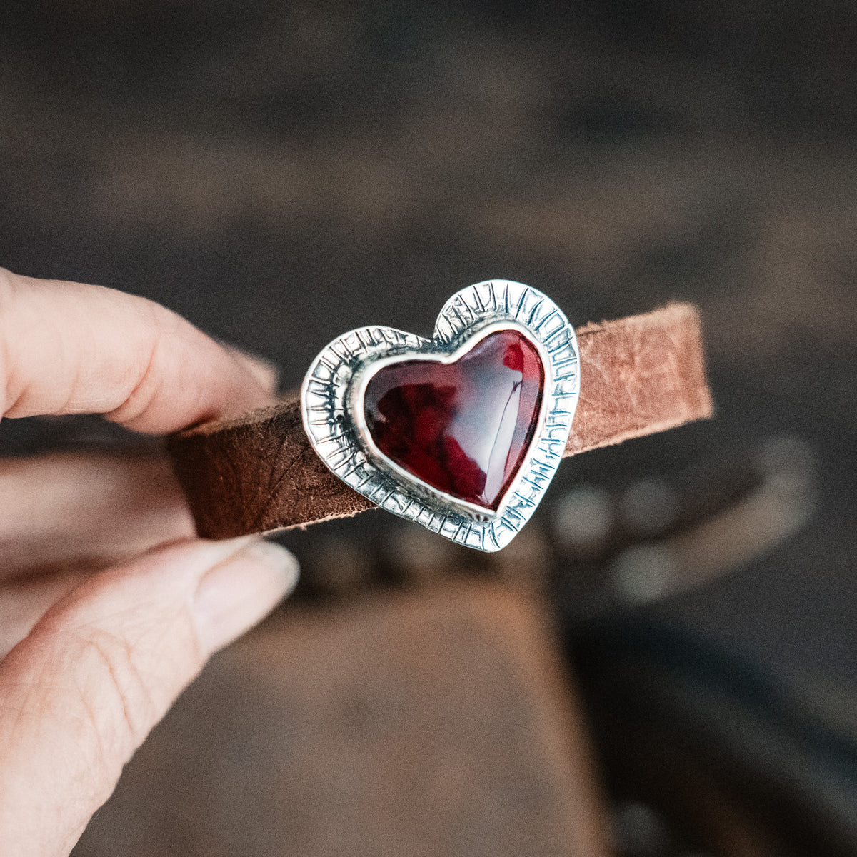 Traveler- Heart Shaped Blood Red Jasper Bracelet