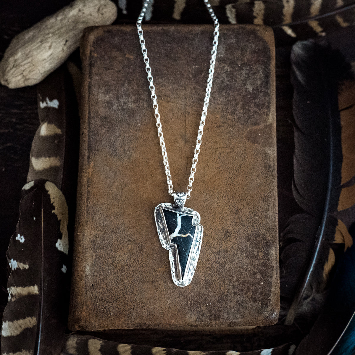 Lightning Bolt White Buffalo Necklace