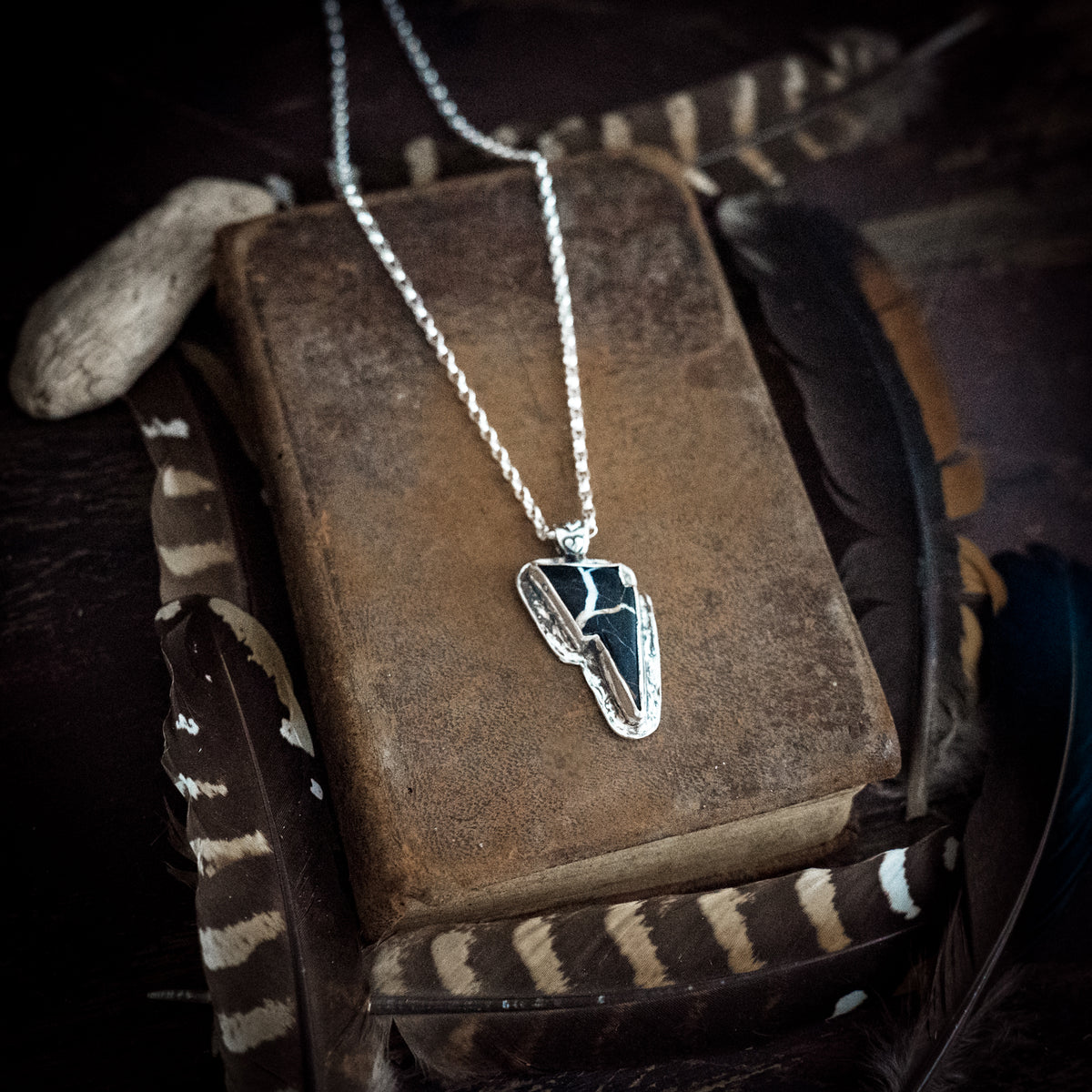 Lightning Bolt White Buffalo Necklace