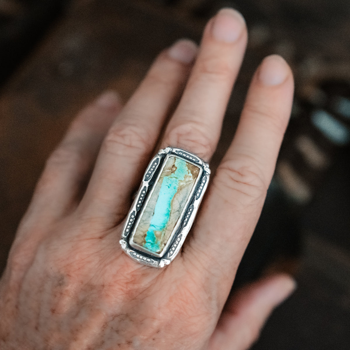 Spirit Waters Ribbon Turquoise Ring- adjusted to your size