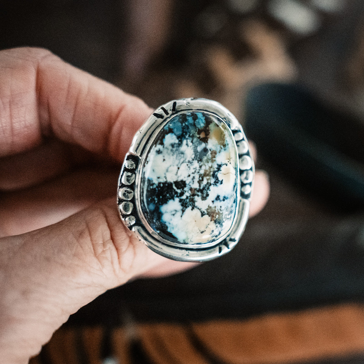 Starry Starry Night Ring - New Lander Turquoise - Size 7.75