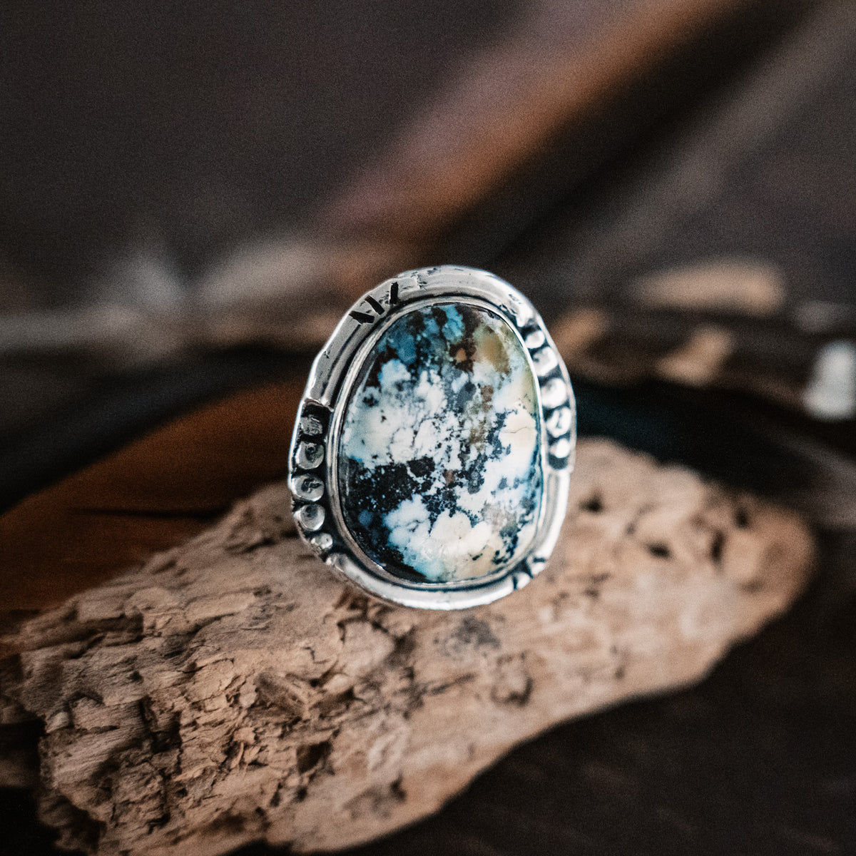 Starry Starry Night Ring - New Lander Turquoise - Size 7.75