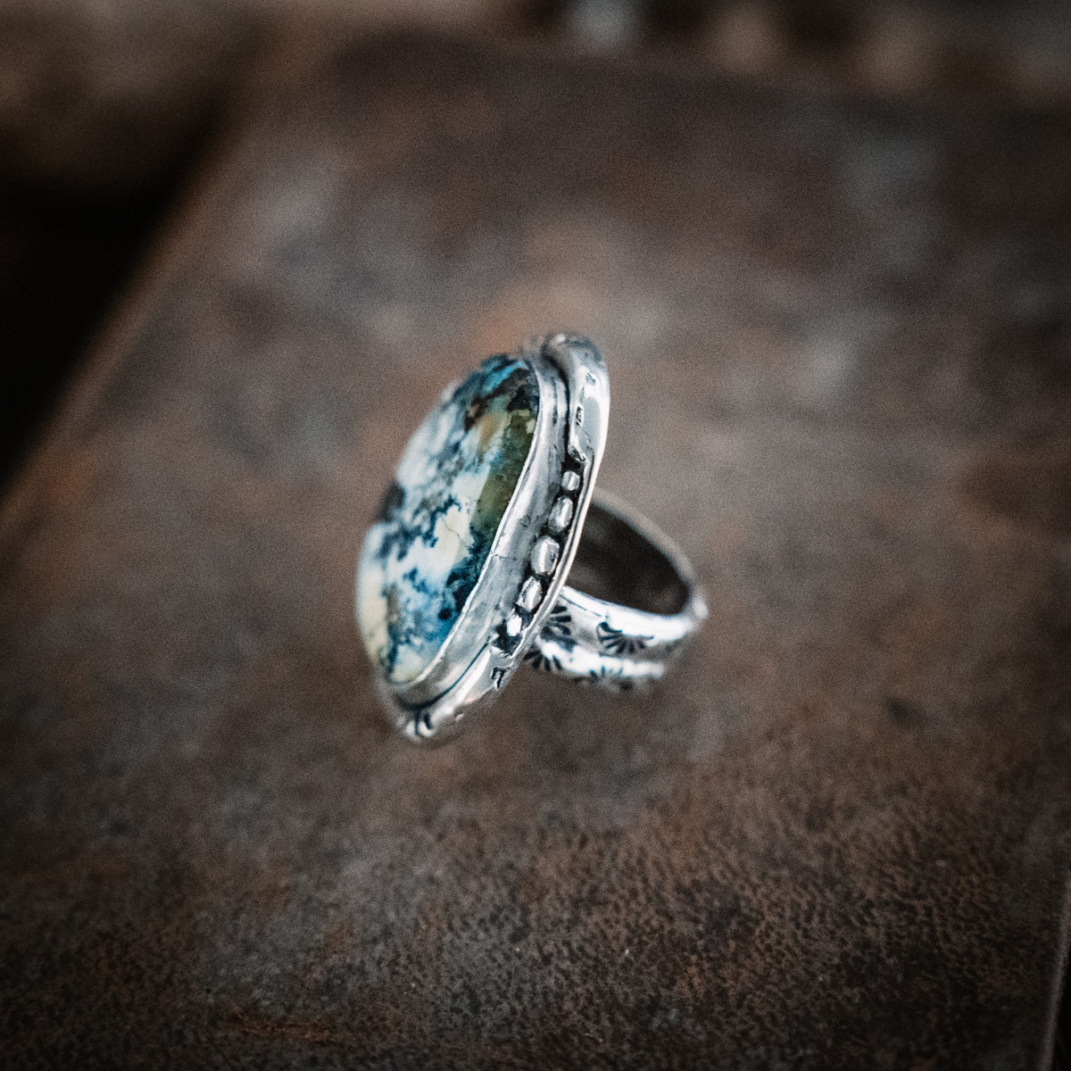 Starry Starry Night Ring - New Lander Turquoise - Size 7.75