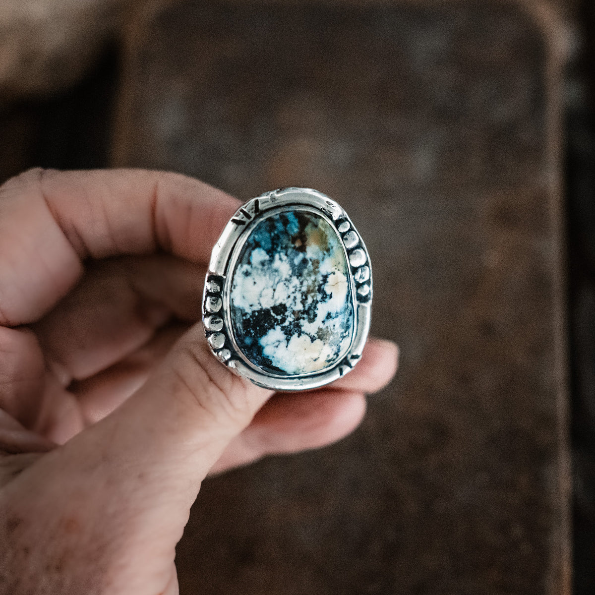 Starry Starry Night Ring - New Lander Turquoise - Size 7.75