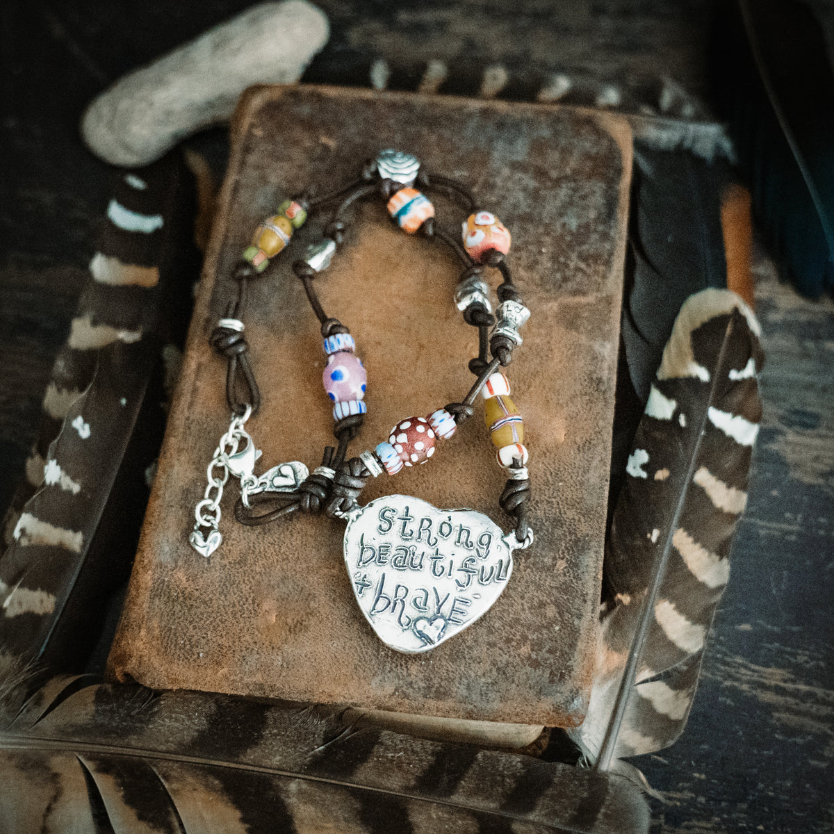 Strong Beautiful Brave African Trade Bead Necklace