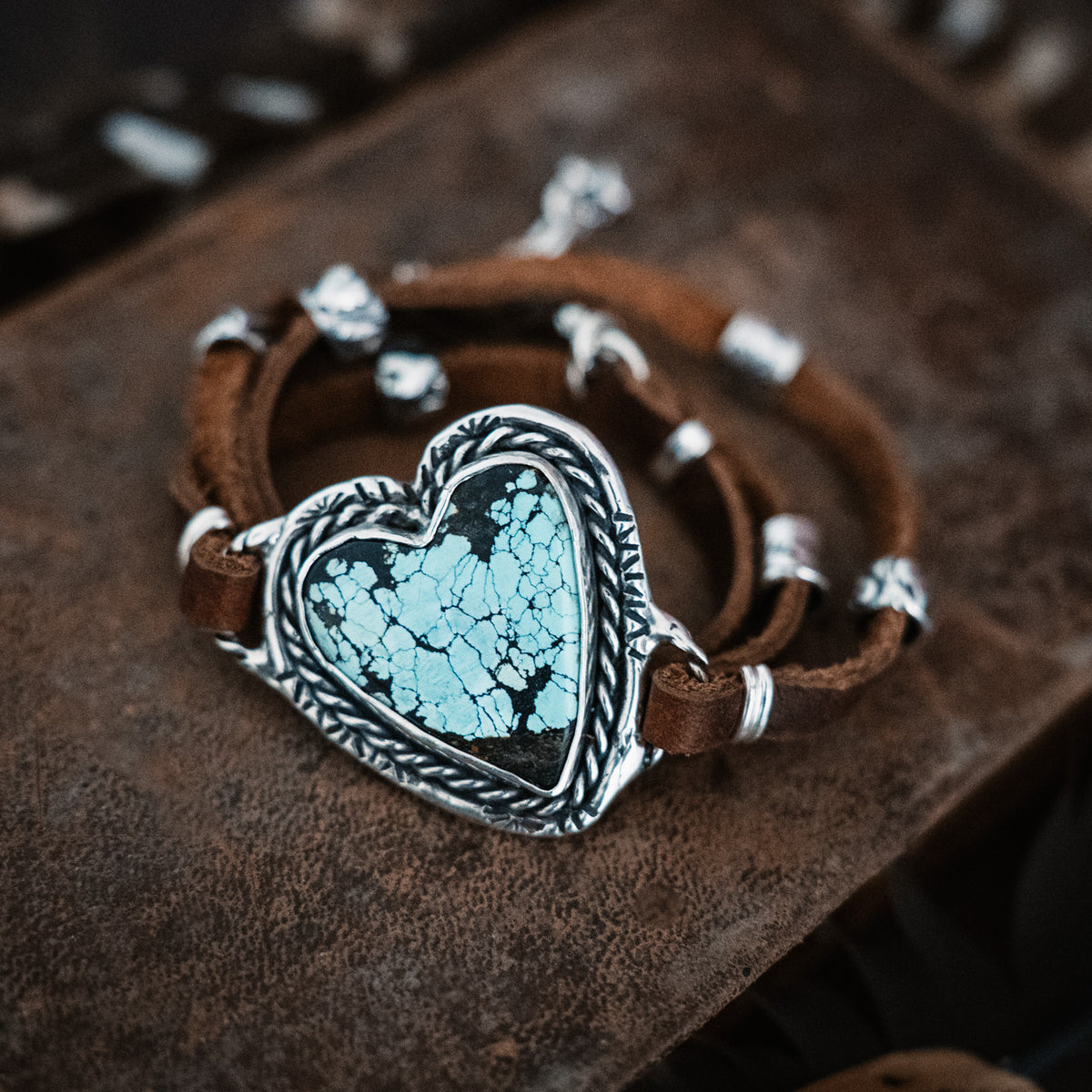 Strong Heart Turquoise Wrap Bracelet