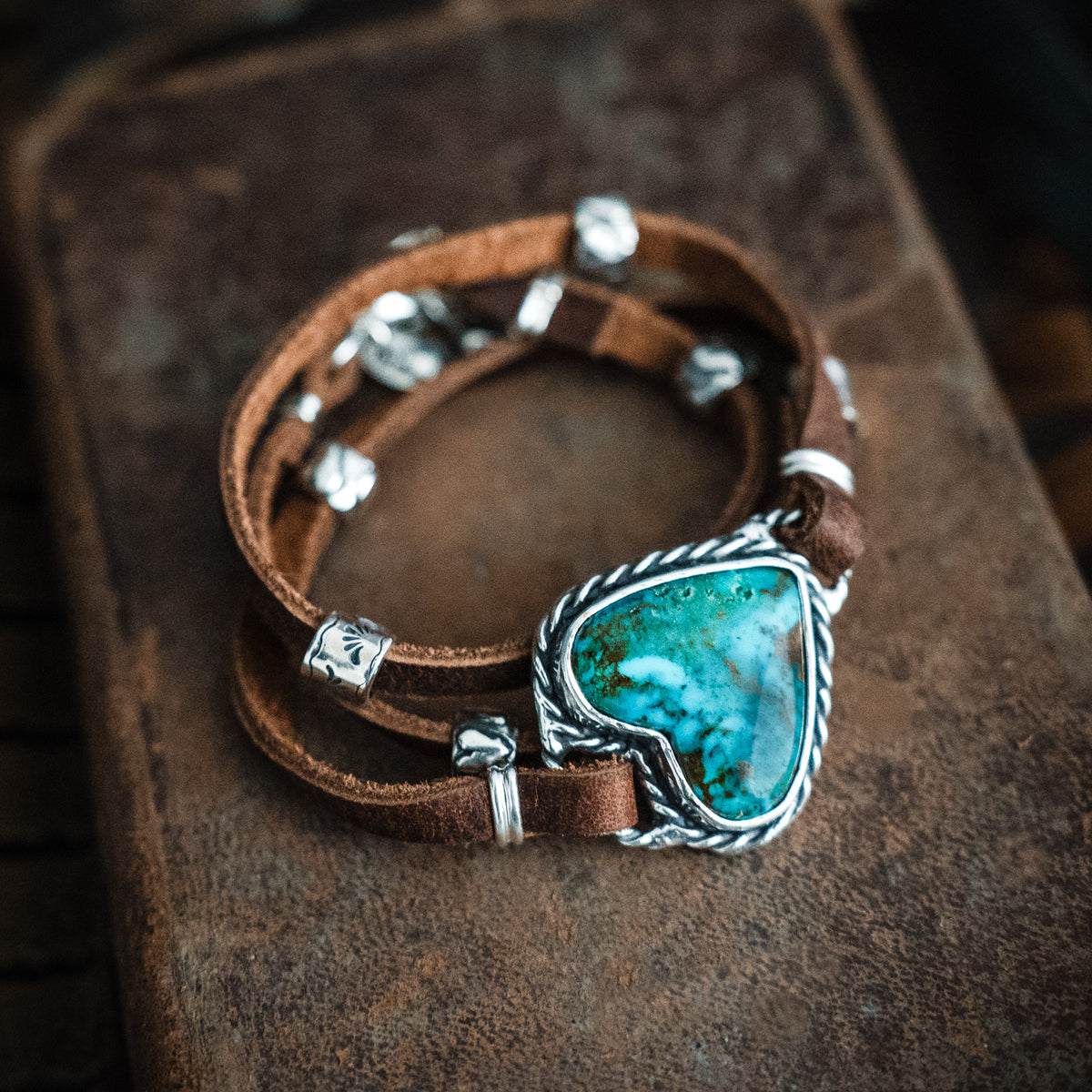 Strong Heart Ceremonial Kingman Turquoise Wrap Bracelet