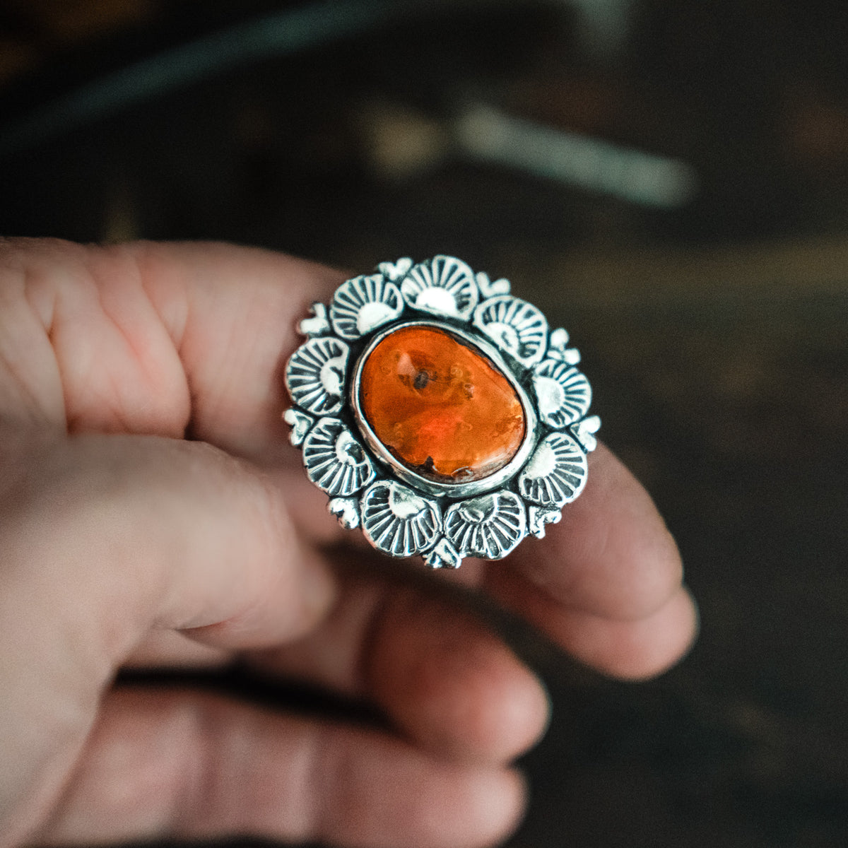 Sun Chaser Fire Opal Ring - Size 7.75