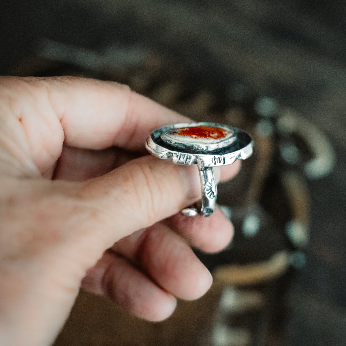 Sun Rise Fire Opal Ring- adjusted to your size