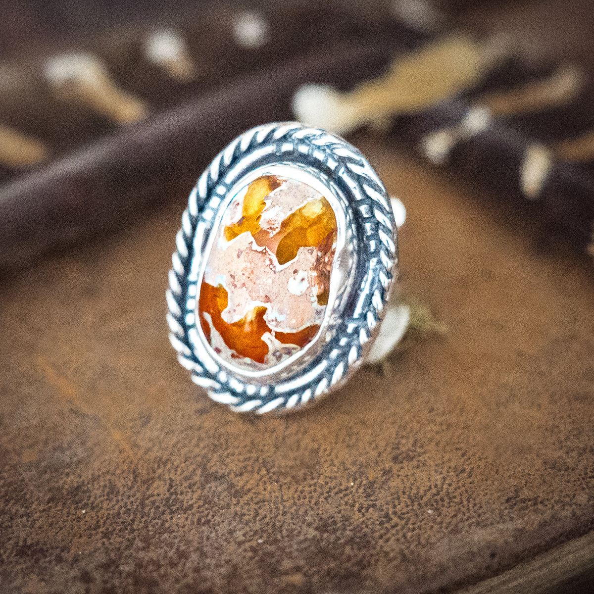 Sun Showers Fire Opal Ring- adjusted to your size