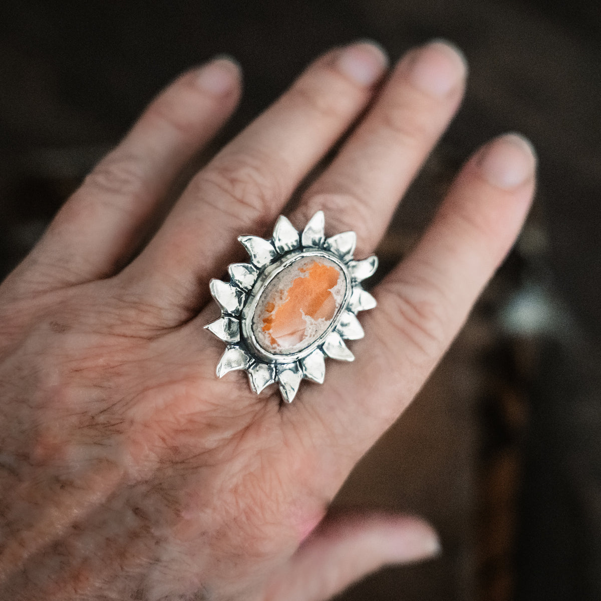 Suncatcher Fire Opal Ring- Adjusted to your size
