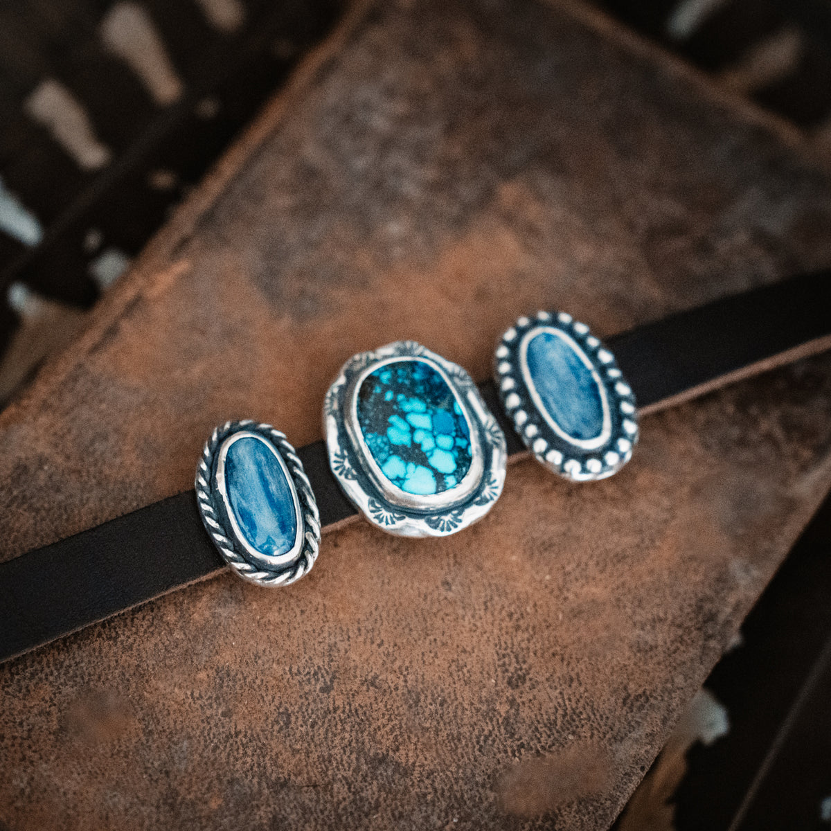 Trinity Cloud Mountain Turquoise Leather Cuff
