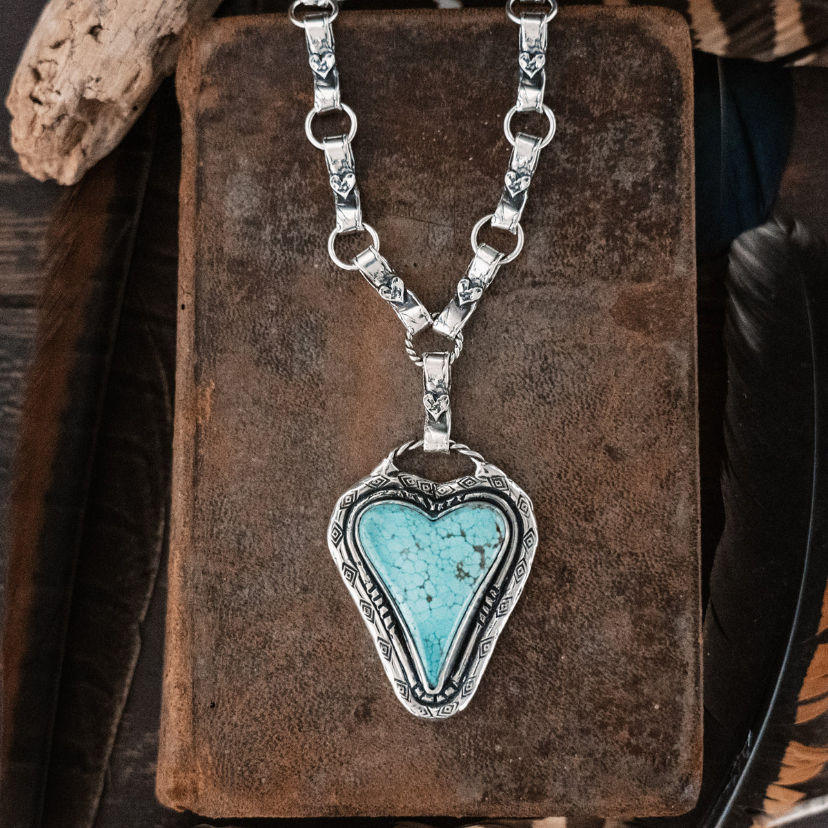 Trust Your Heart Warrior Necklace- Number 8 Turquoise