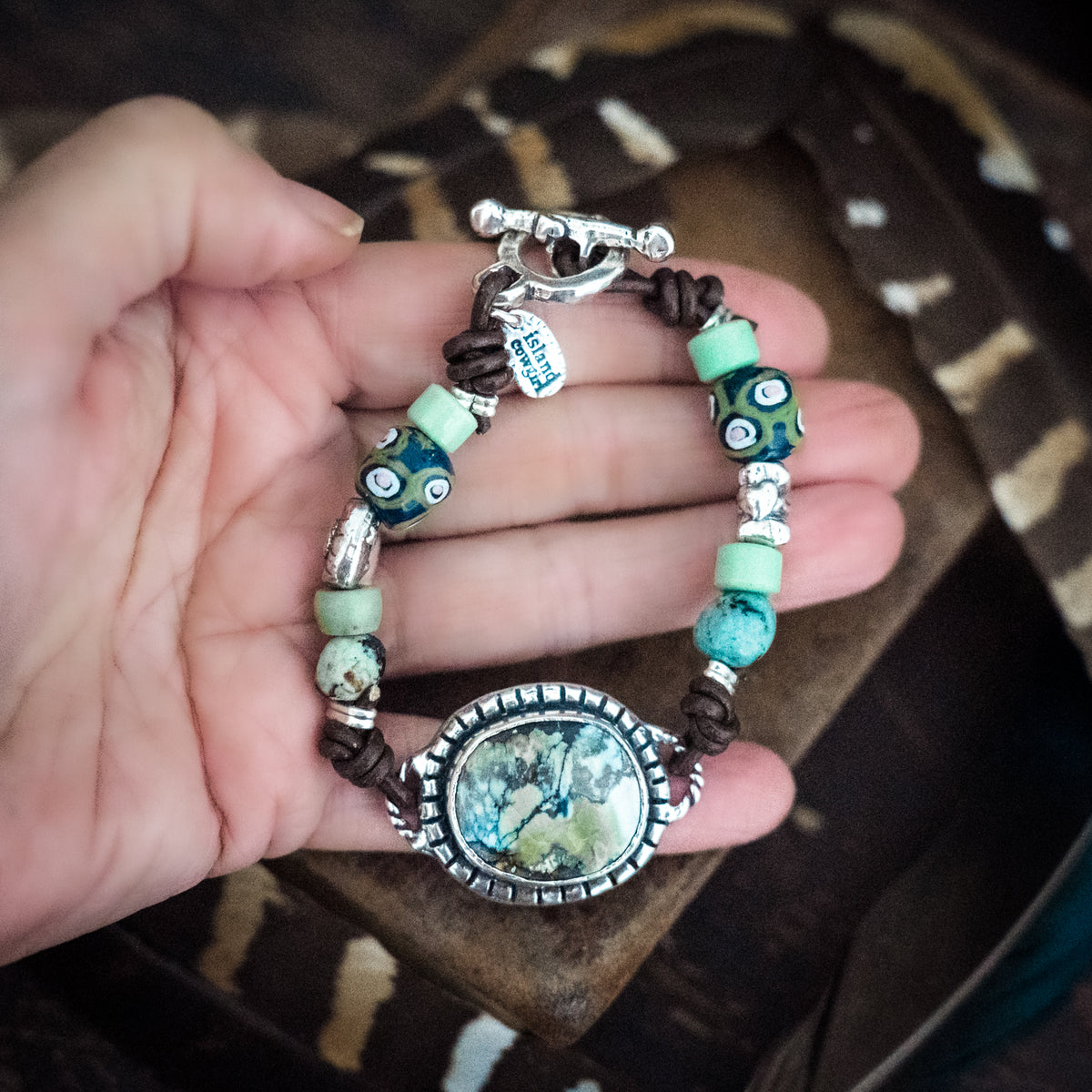 Van Gogh Watercolor Sky African Trade Bead Bracelet
