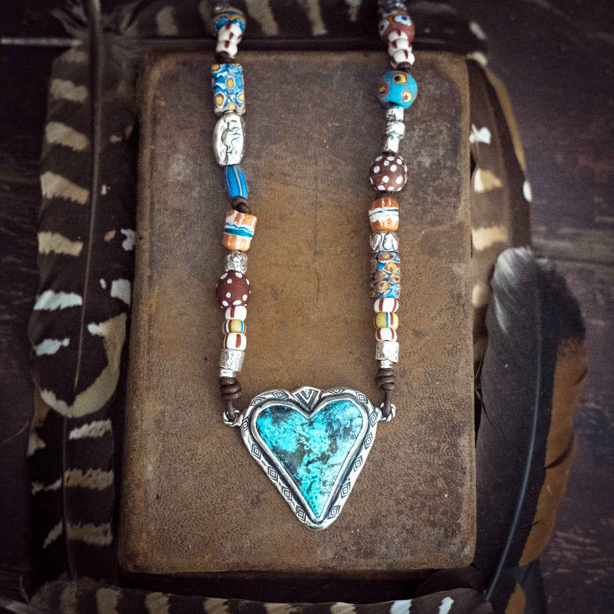 Warrior Heart African Trade Bead Necklace