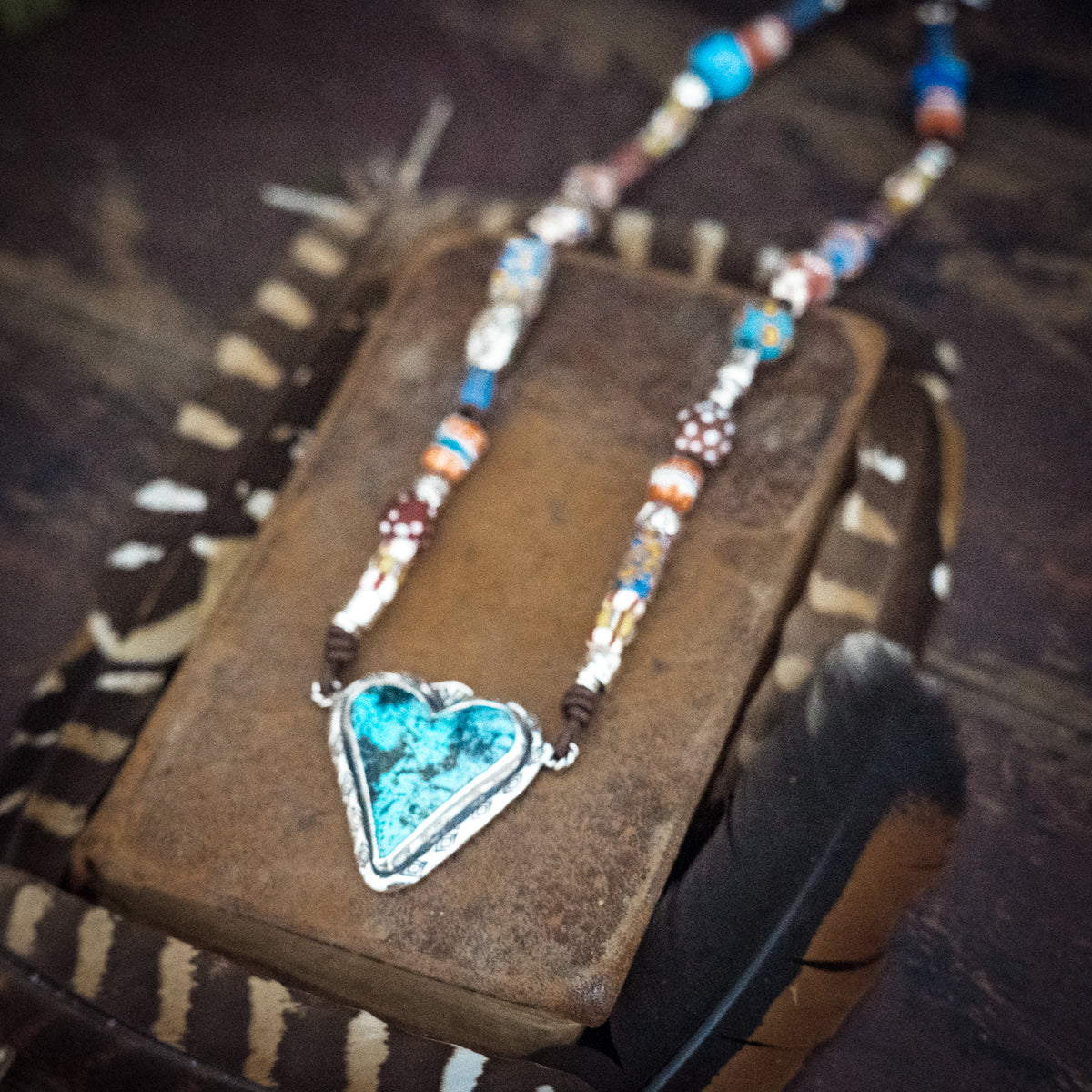 Warrior Heart African Trade Bead Necklace