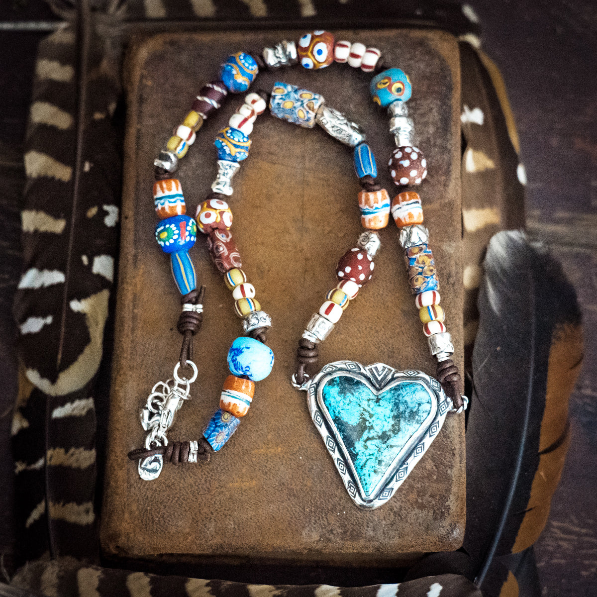 Warrior Heart African Trade Bead Necklace