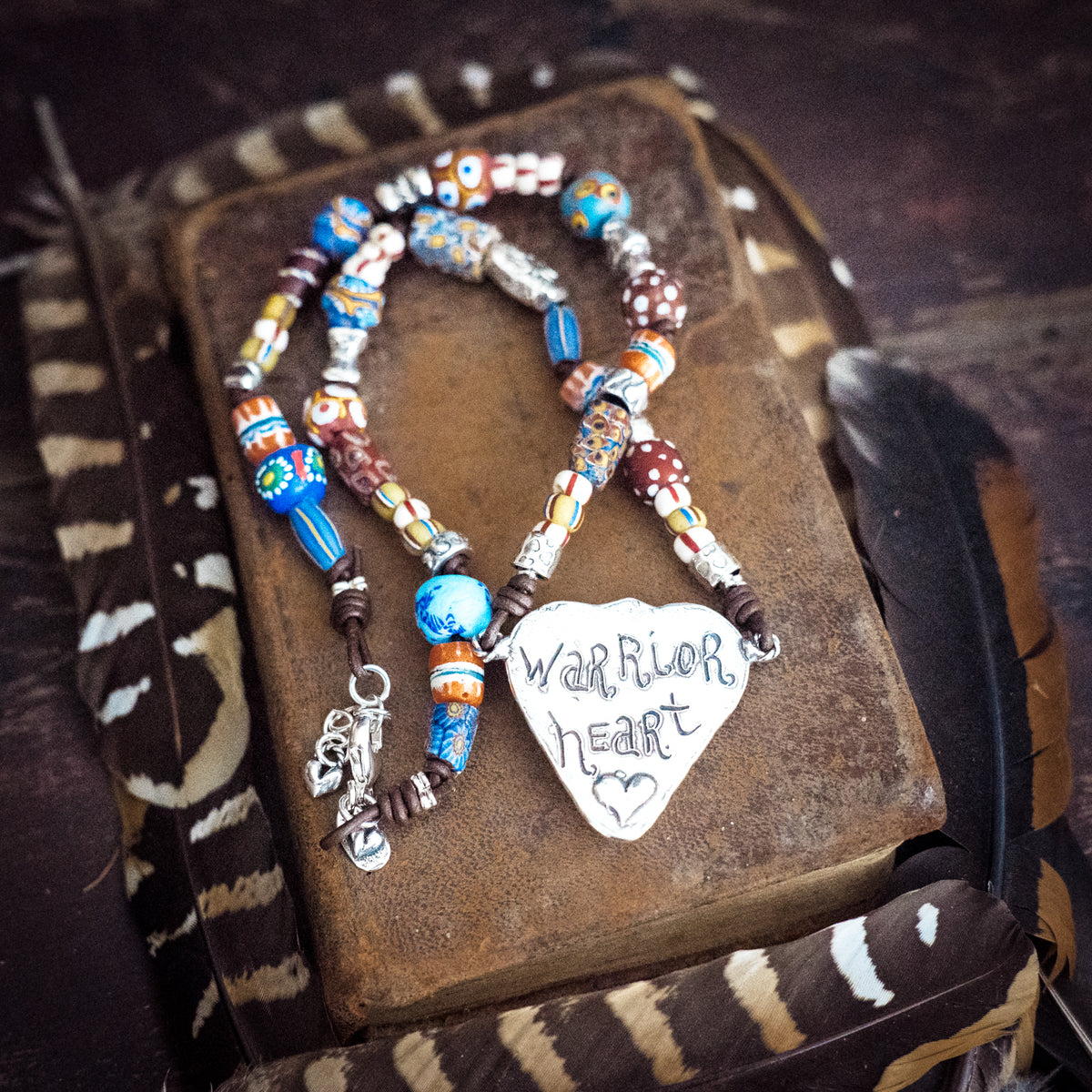 Warrior Heart African Trade Bead Necklace