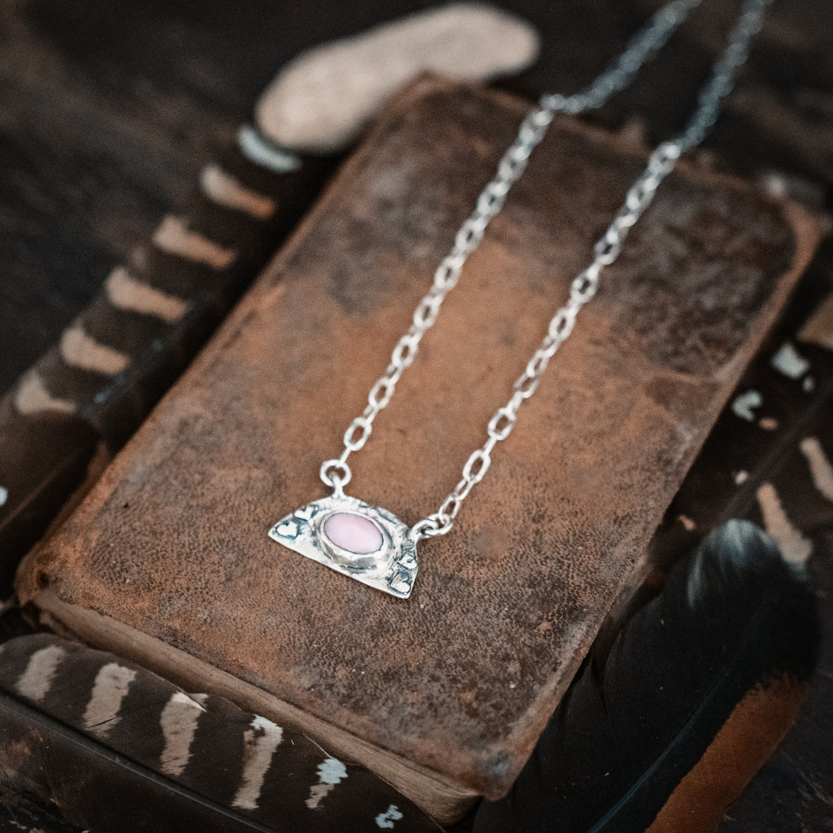 Wishing Heart Pink Opal Necklace