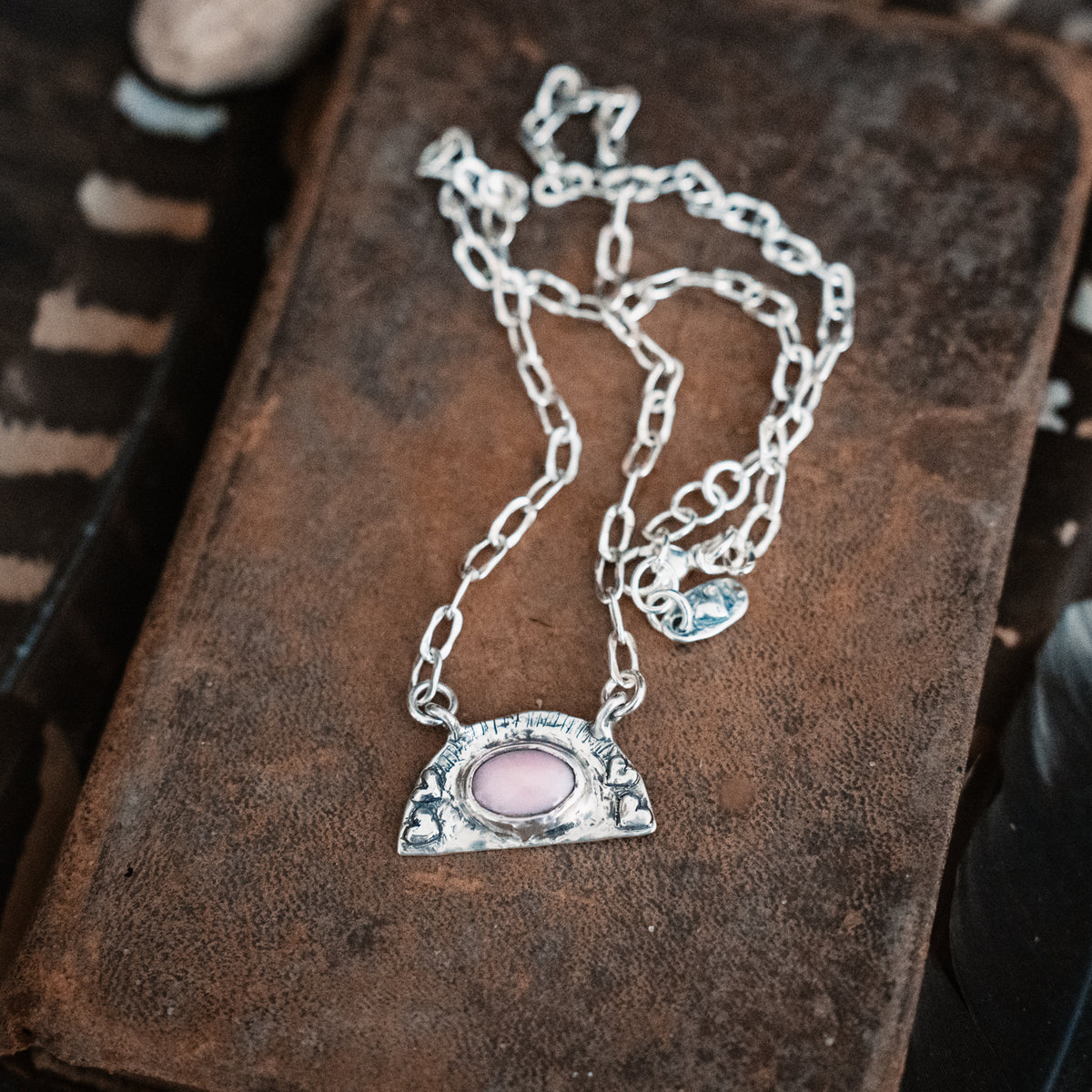 Wishing Heart Pink Opal Necklace
