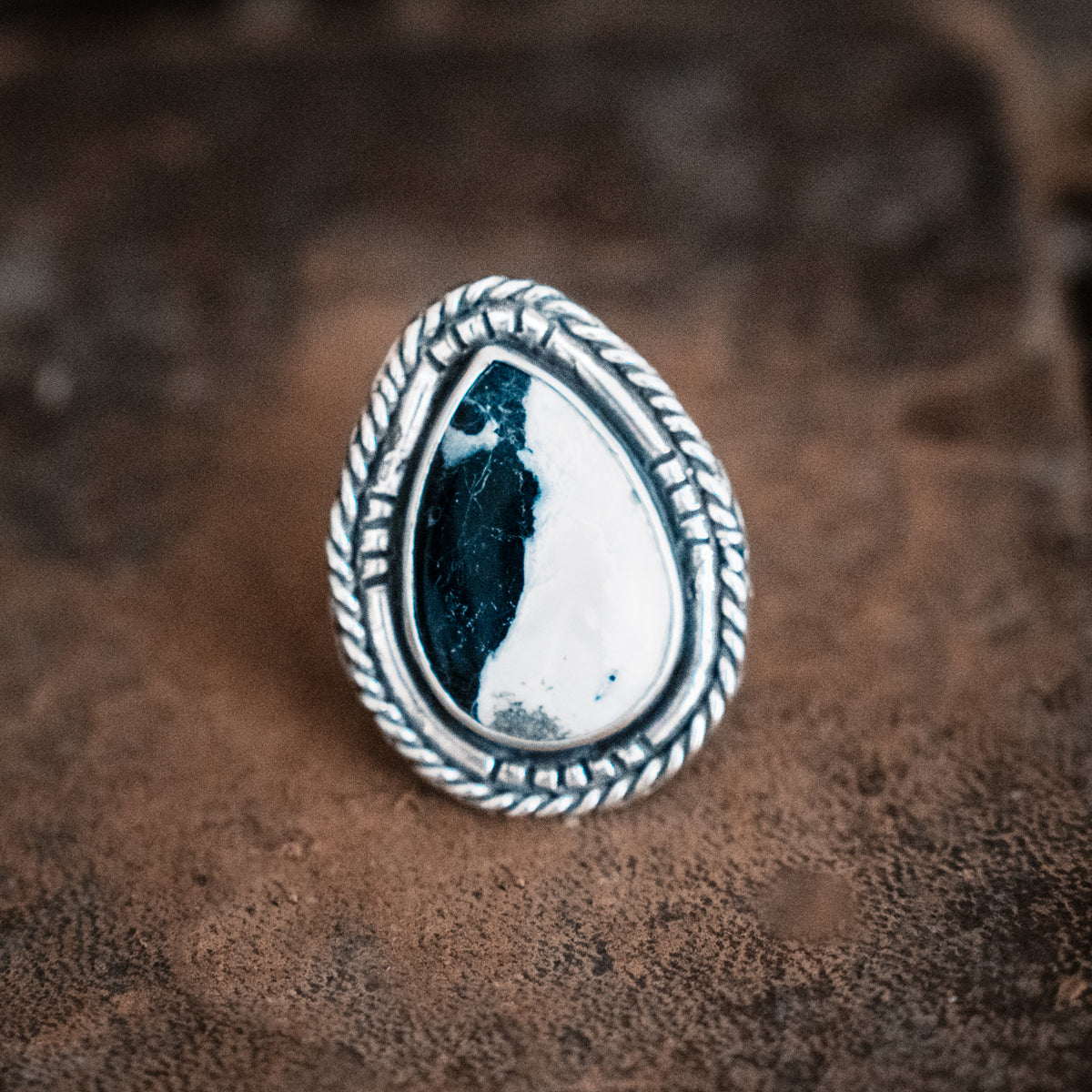Yin Yang White Buffalo Ring - adjusted to your size