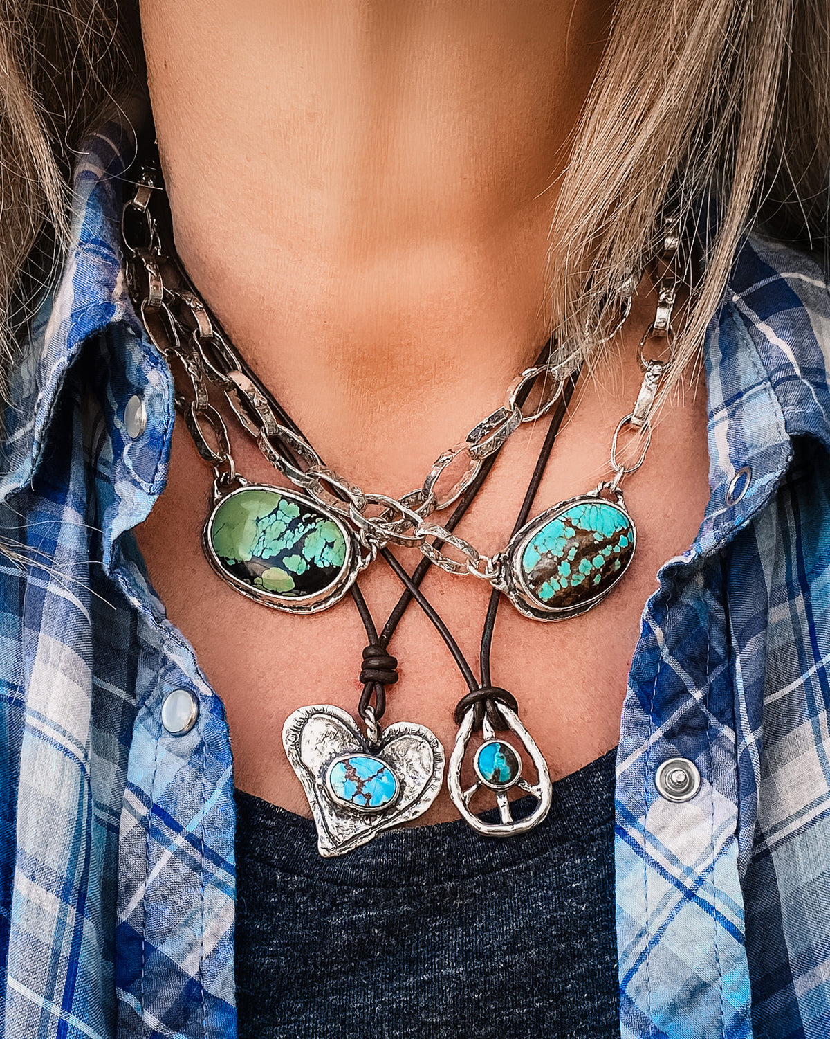 Peace Sign Turquoise Necklace