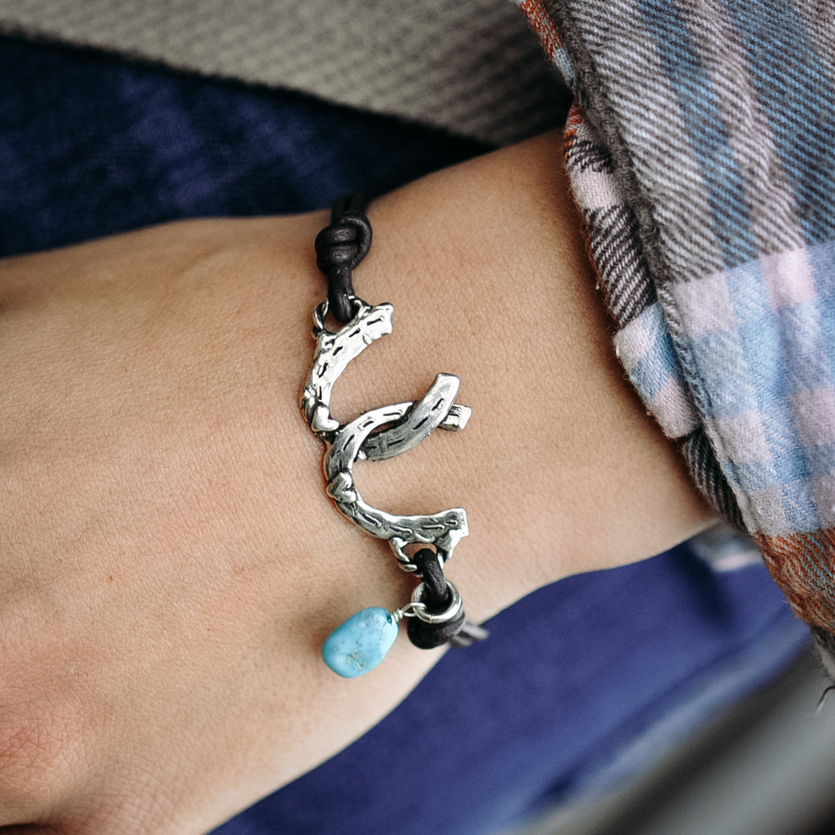 horseshoe leather bracelet