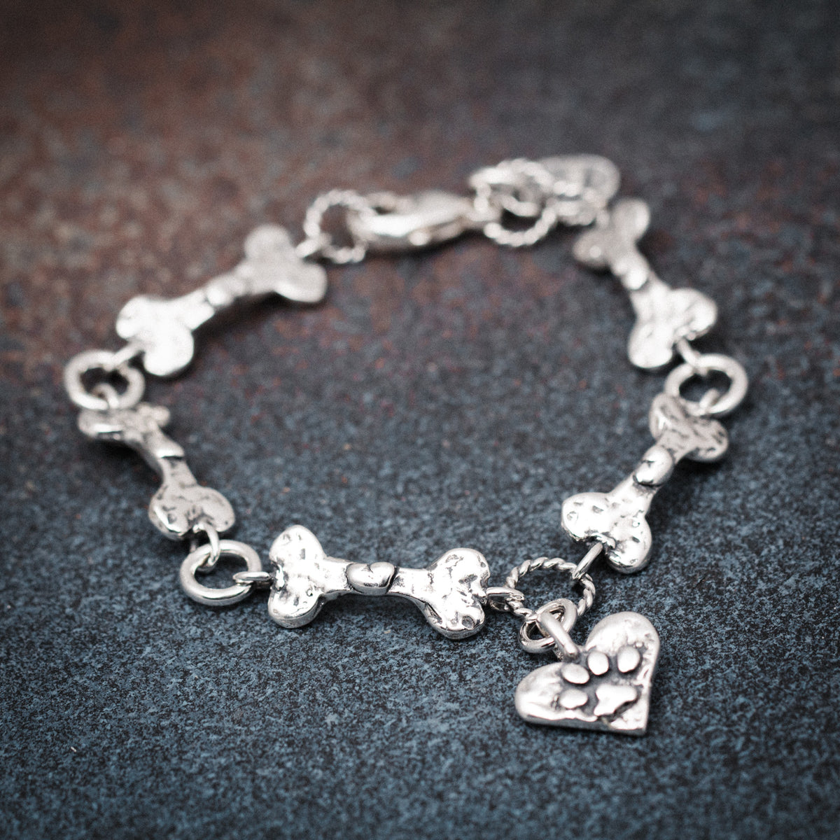 silver dog bone bracelet